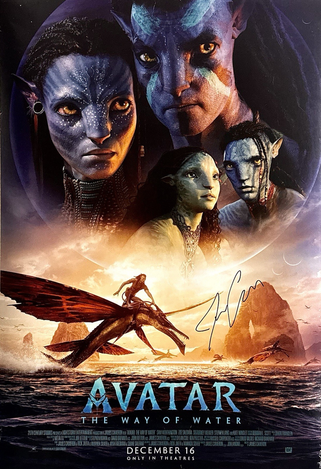Avatar The Way Of Water Original Movie Poster Signed By James Cameron SWAU COA