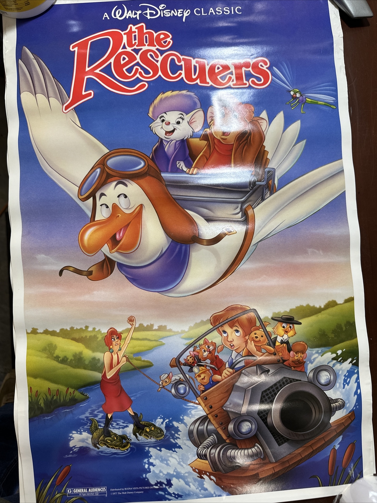 Vintage Original Movie Poster: THE RESCUERS – Disney 1977- #05084 17×26