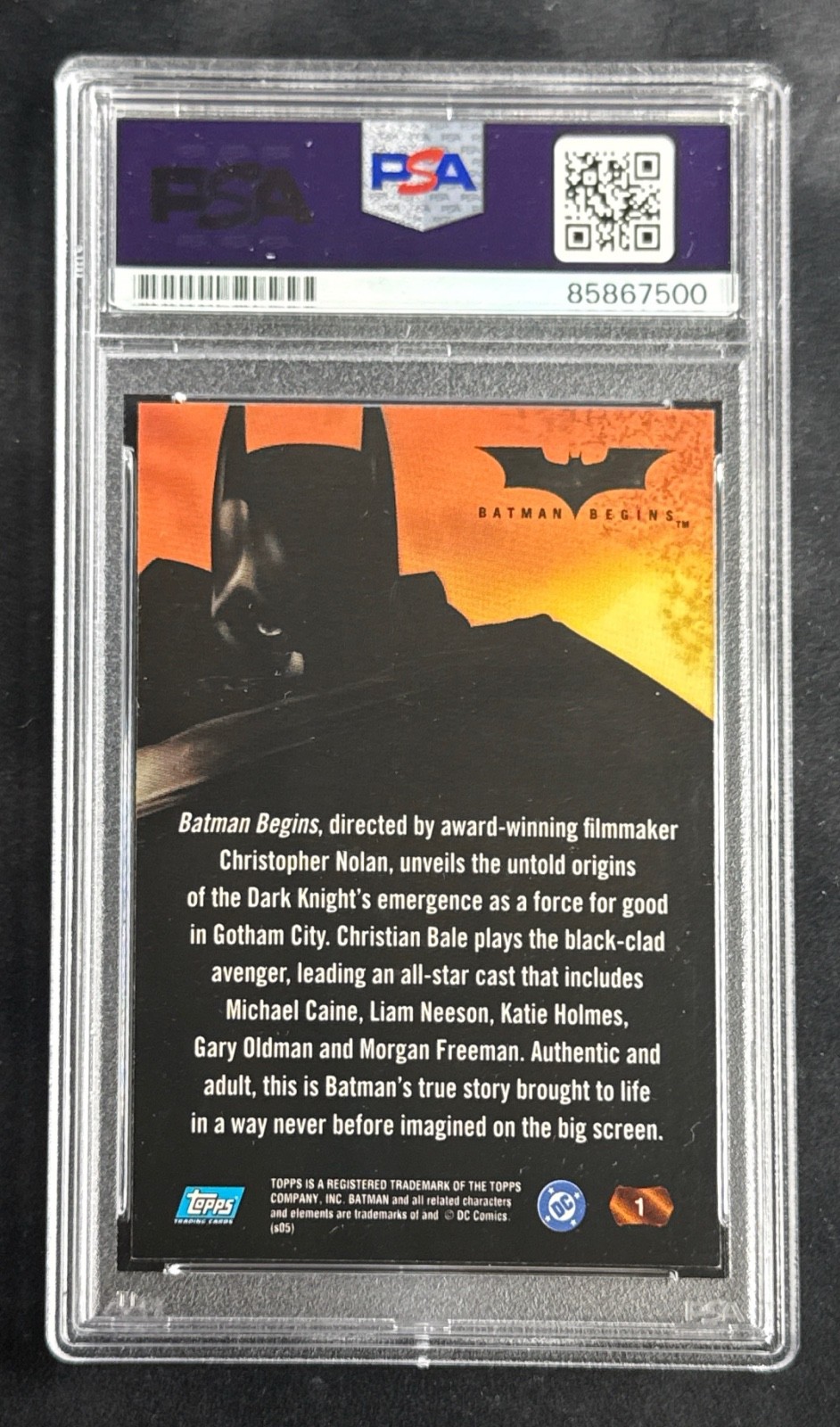Christian Bale Signed 2005 Topps Batman Begins Card #1 PSA 85867500
