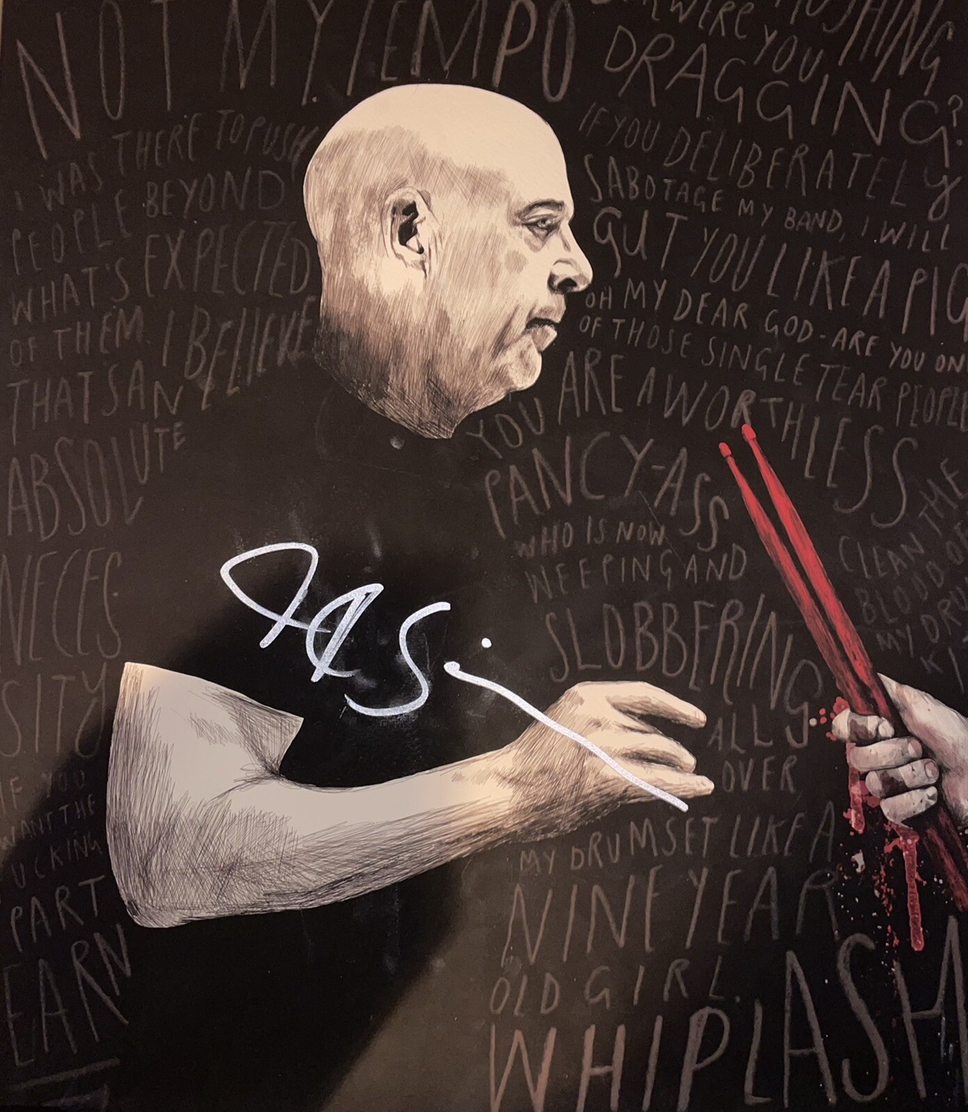 J.K. Simmons Hand Signed 16×20 Whiplash Art Print Authentic Auto JSA COA