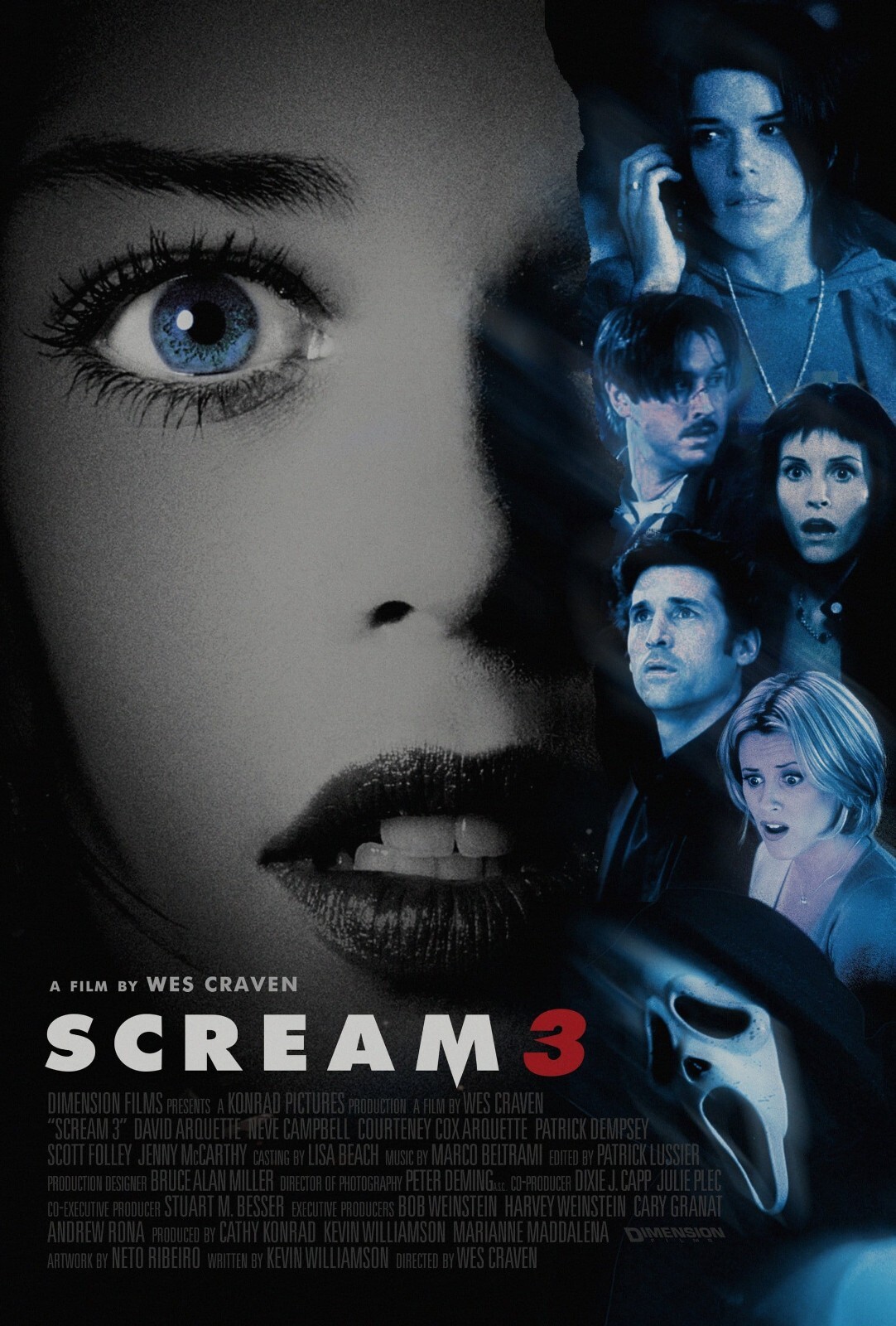 2000 Scream 3 Movie Poster 11X17 Sidney Prescott Dewey Woodsboro 🔪🚨🍿