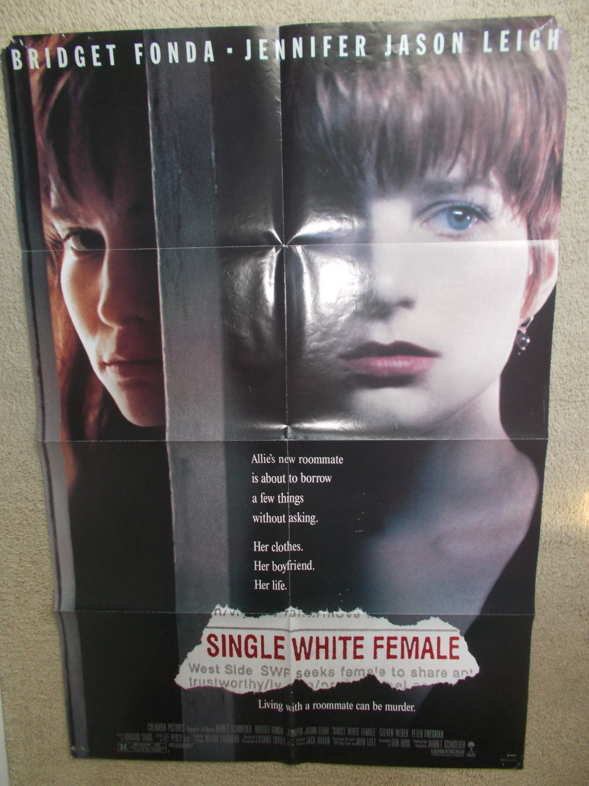 SINGLE WHITE FEMALE ORIGINAL 1992 REG DOUBLE-SIDE ONE SHEET MOVIE POSTER FOLDED