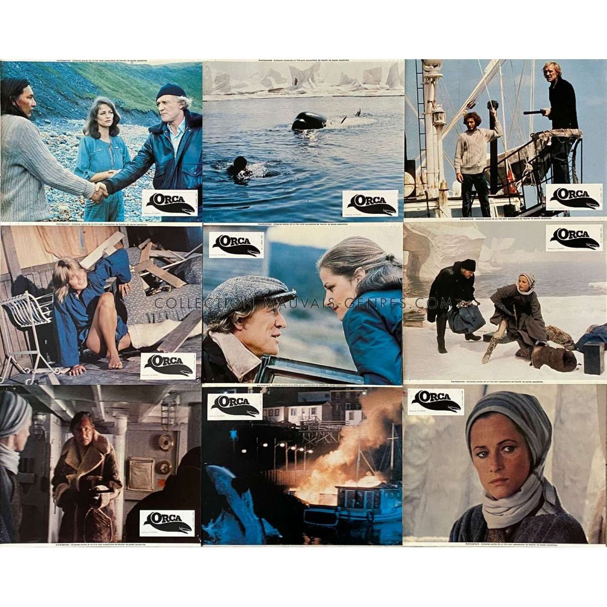 ORCA French Lobby Cards Set A – x9 – 9×12 in. – 1977 – Michael Anderson, Richard