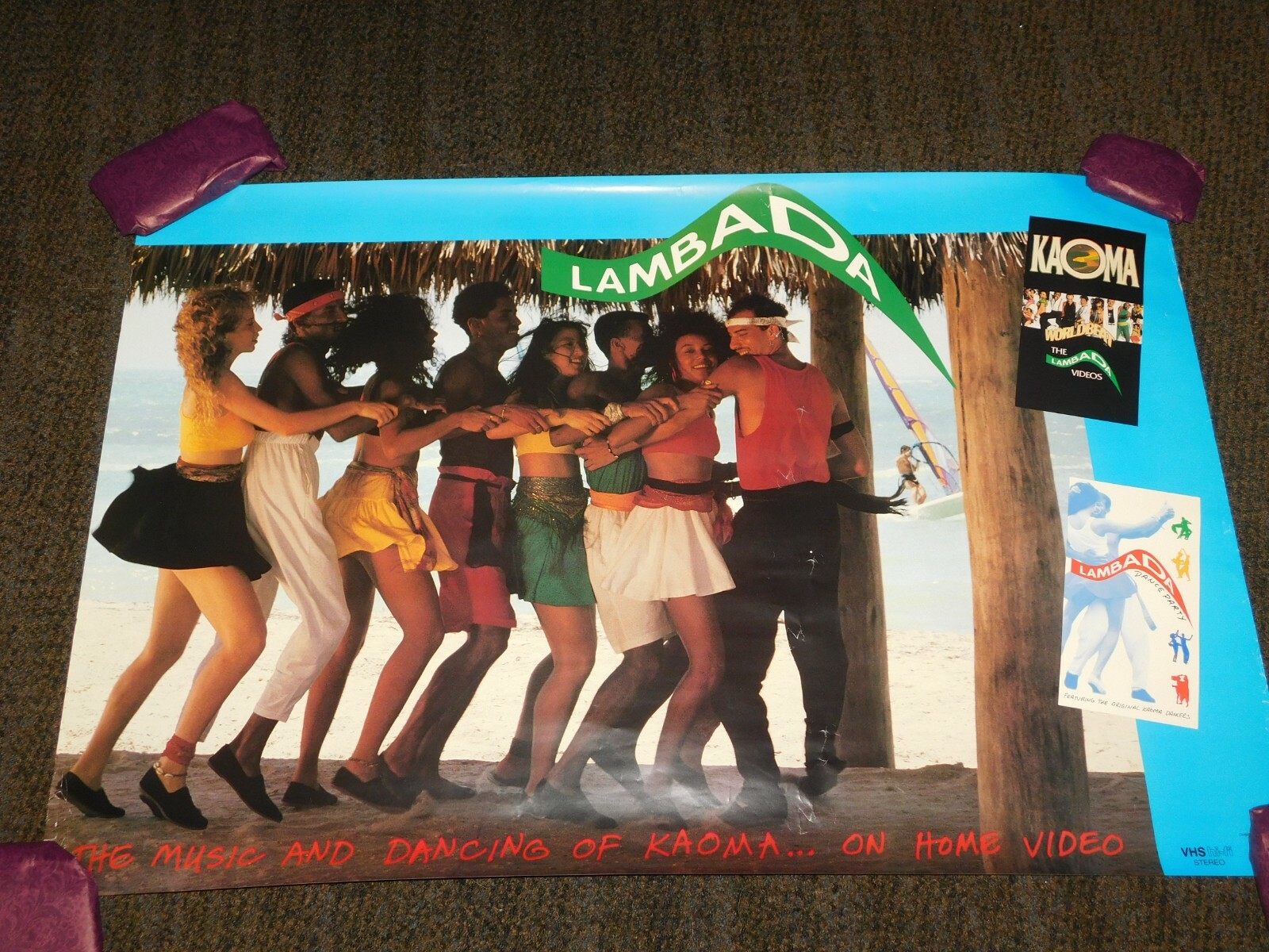 VINTAGE 36″ X 24″ 1990 CBS RECORDS LAMBADA KAOMA HOME VIDEO POSTER