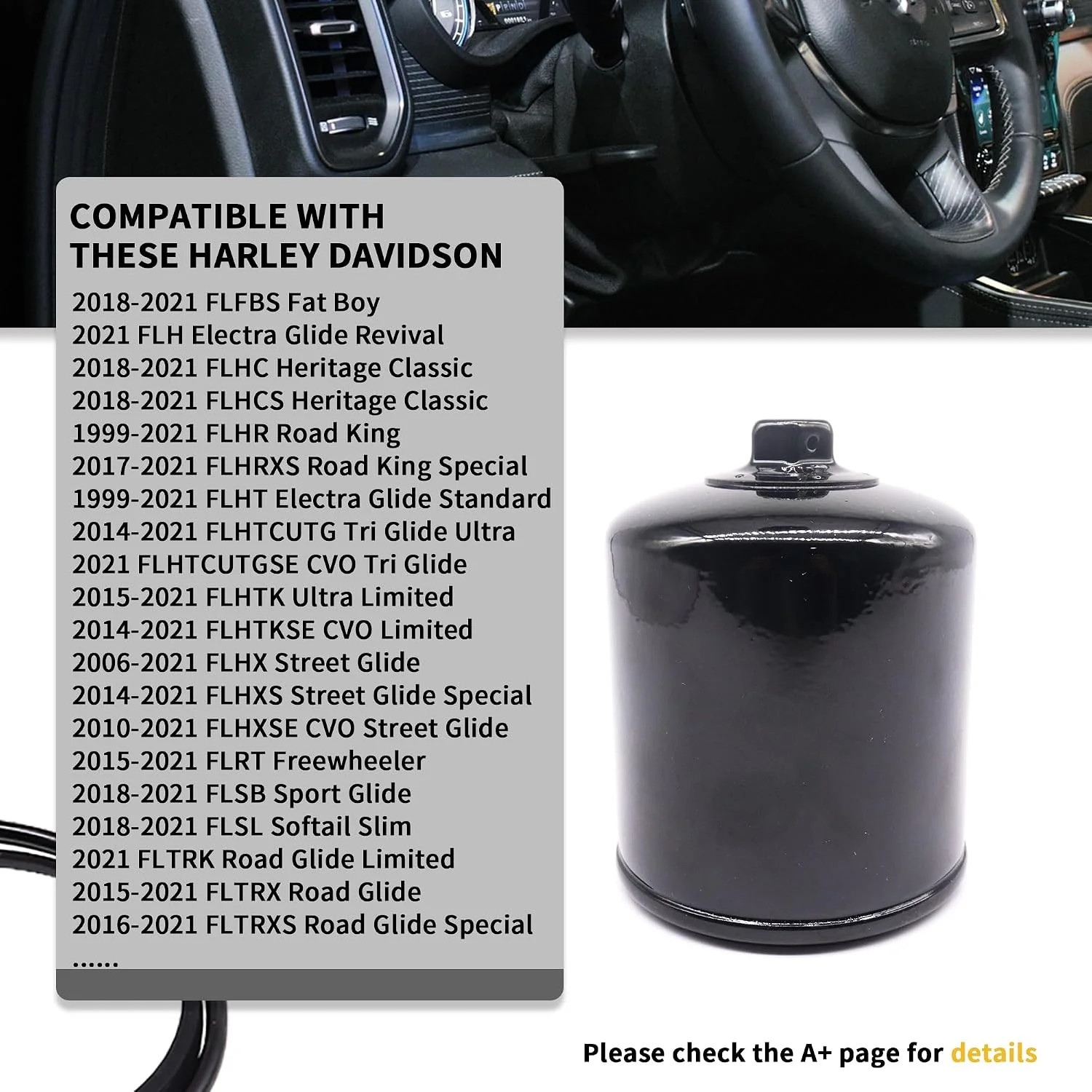 Premium Motorcycle Oil Filter KN171B Compatible with Harley Davidson | Blackline