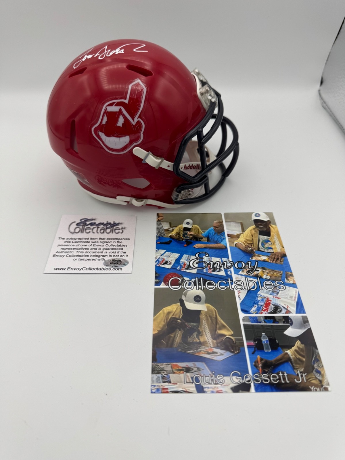 Louis Gossett Jr. Signed custom Cleveland Indians mini helmet COA & photo