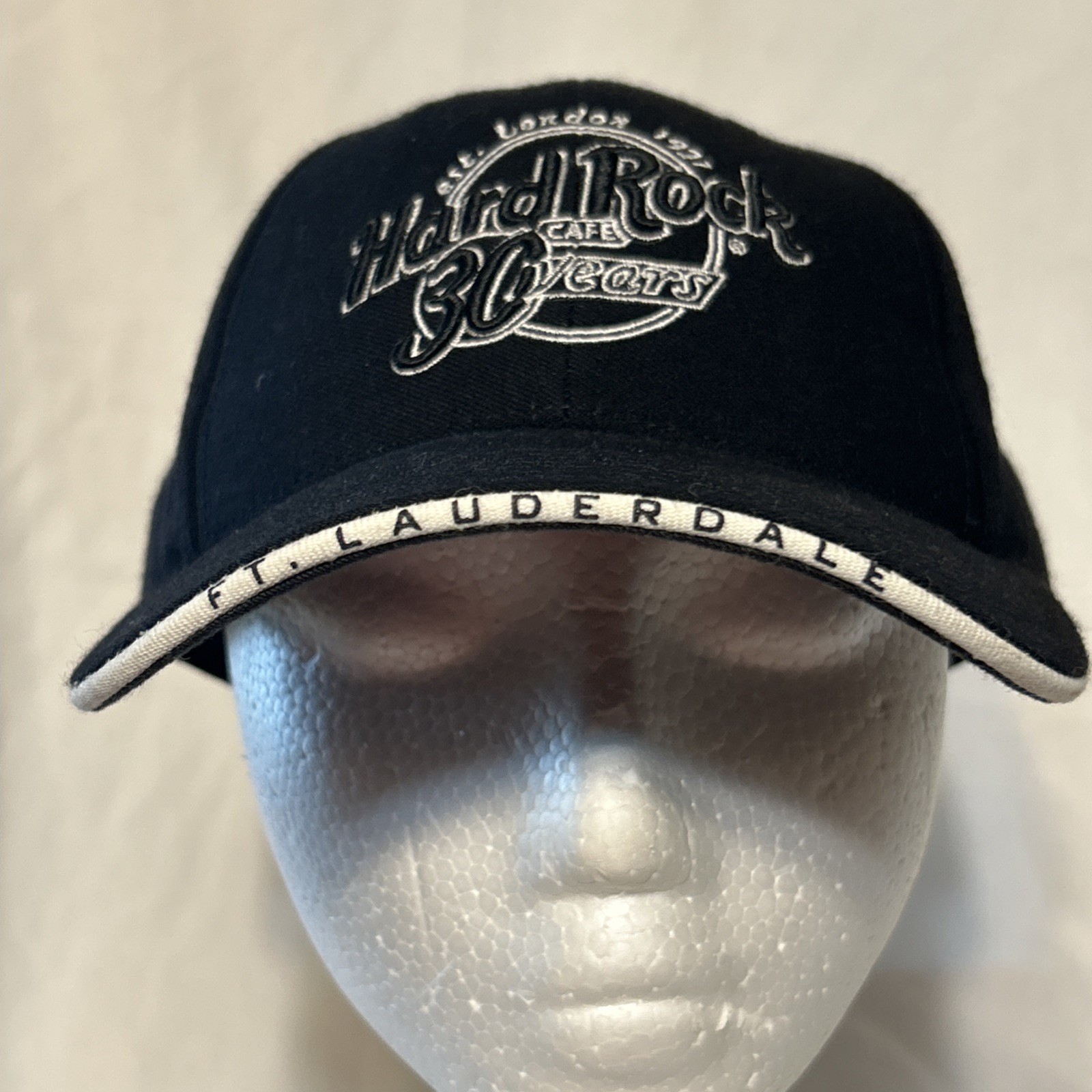 Hard Rock Cafe Adjustable Baseball HAT CAP Black 30th Anniversary Ft Launderdale