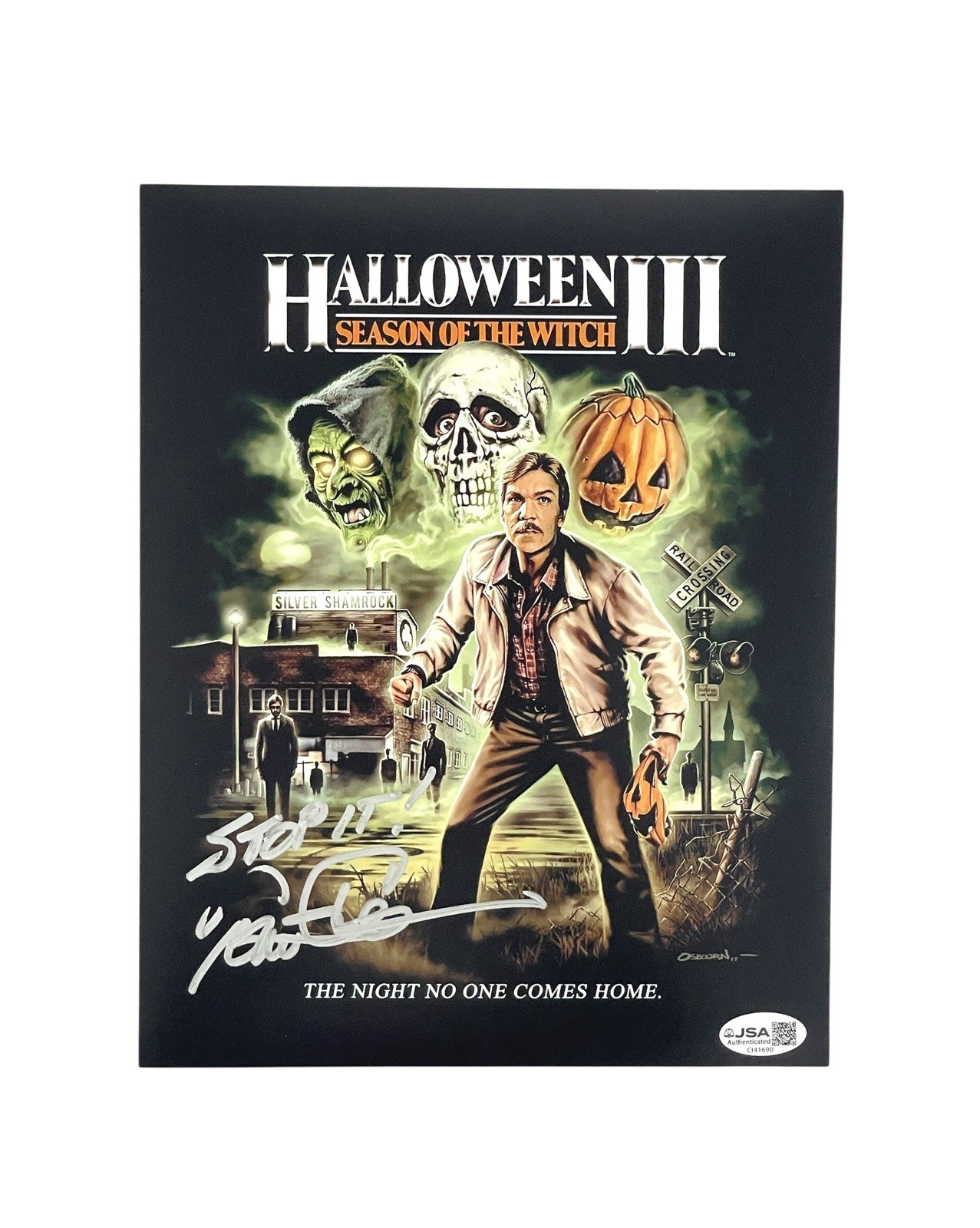Tom Atkins Signed Halloween III 8×10 Photo Horror Movie Legend JSA STOP IT 🎃