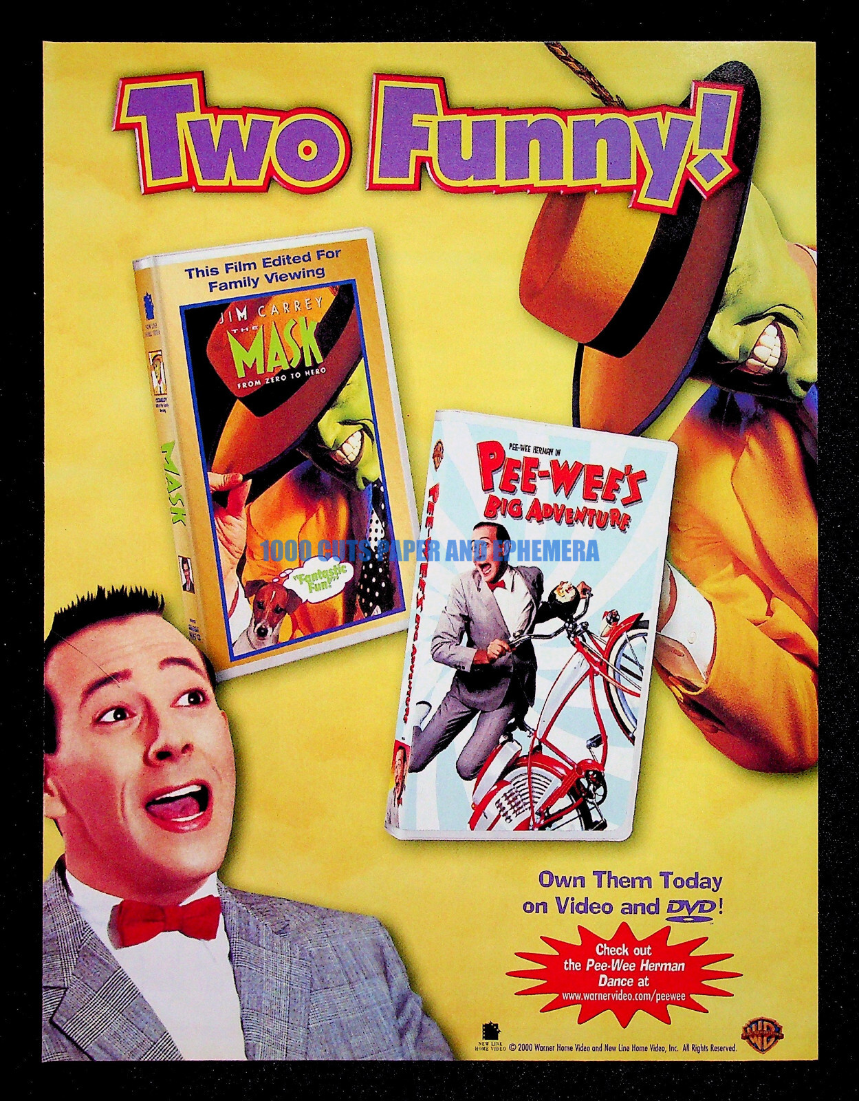 Pee-Wee’s Big Adventure + The Mask New Line 2000 Print Magazine Ad Poster ADVERT