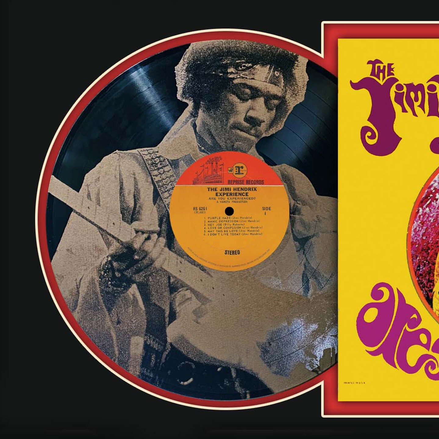 Jimi Hendrix Are You Experience Limited Edition Laser Etched Black Vinyl Display