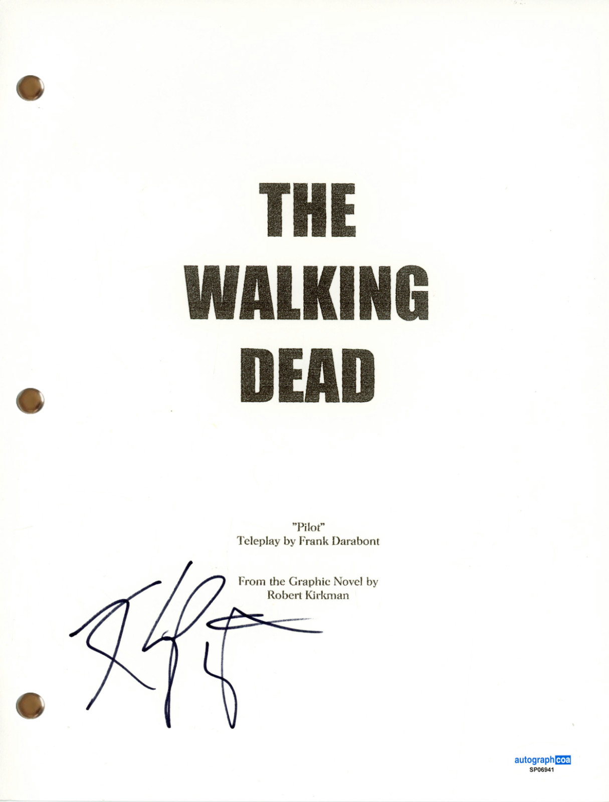 Khary Payton “The Walking Dead” Signed Autograph Full Pilot Script Ezekiel ACOA