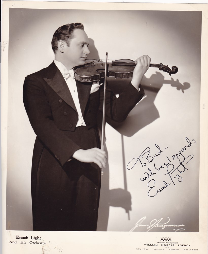 ENOCH LIGHT Original Vintage SIGNED AUTOGRAPHED 40s Studio Portrait PHOTO VIOLIN
