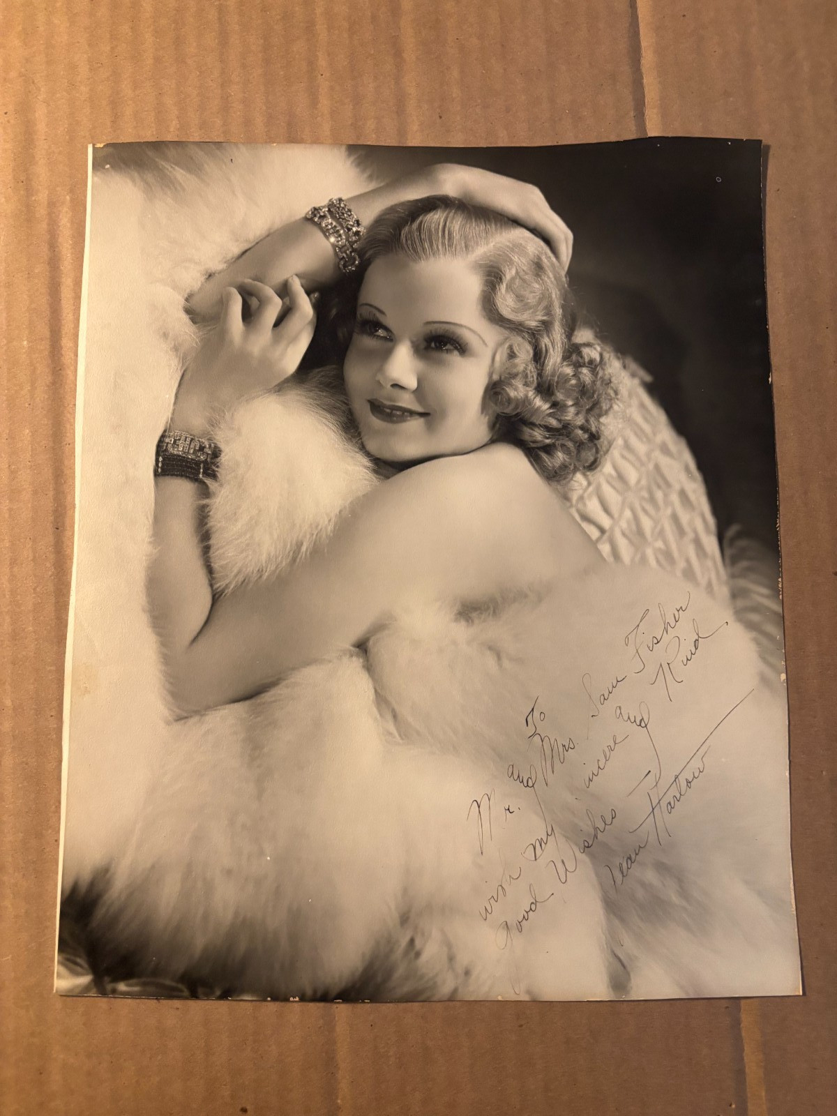 Jean Harlow Very Rare Very Early Signed* Oversize 10/12 Photo 30s Dinner @ Eight