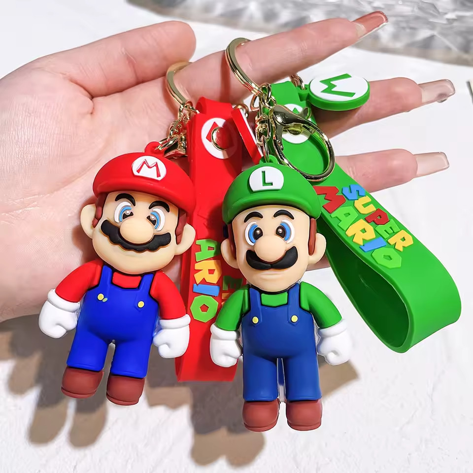 Super Mario Bros Mario Red Key Chain and Lugi Green Key Chain Set of 2