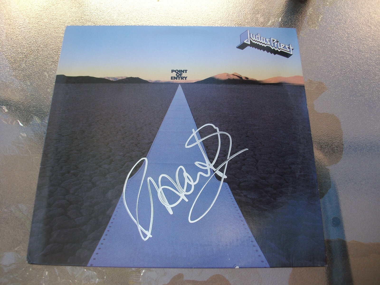 JUDAS PRIEST ROB HALFORD SIGNED POINT OF ENTRY LP VINYL ALBUM JSA COA
