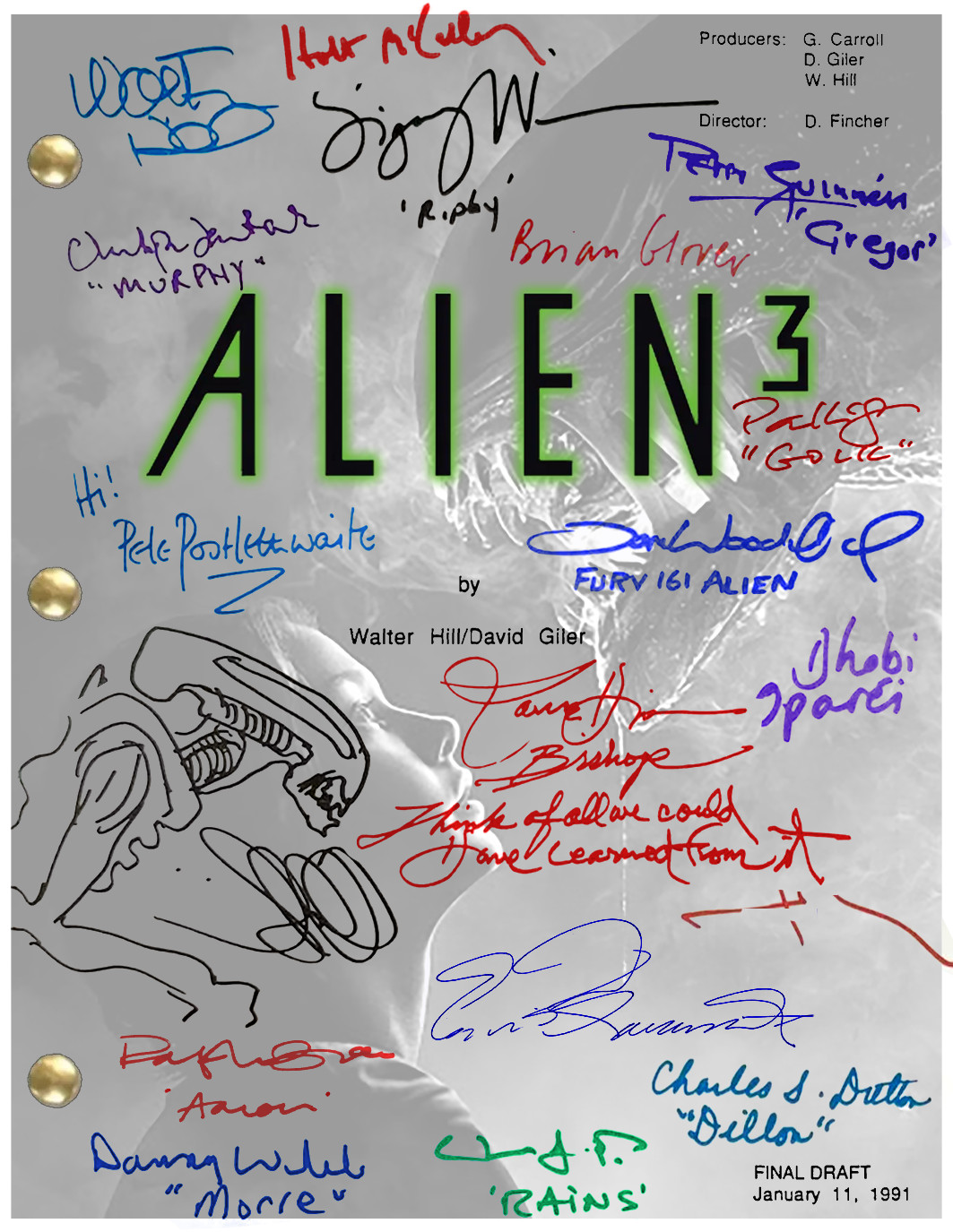 Alien 1-4 Script Collection Autograph Signed Reprints Four Complete Scripts