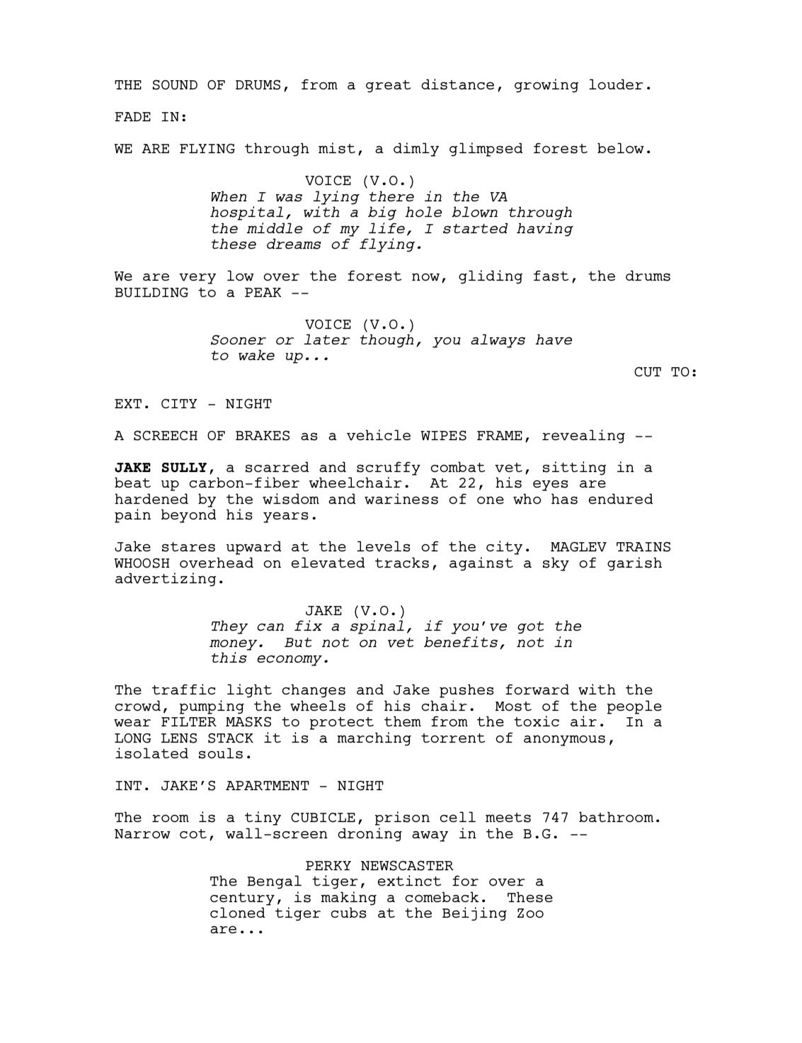 Avatar Screenplay by James Cameron