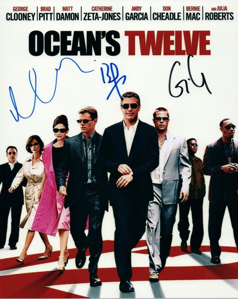 Matt Damon George Clooney Brad Pitt 8×10 signed Photo autographed Picture + COA