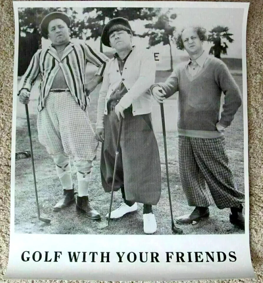THE THREE STOOGES GOLF WITH YOUR FRIENDS MINT ROLLED POSTER LARRY CURLY MOE 3