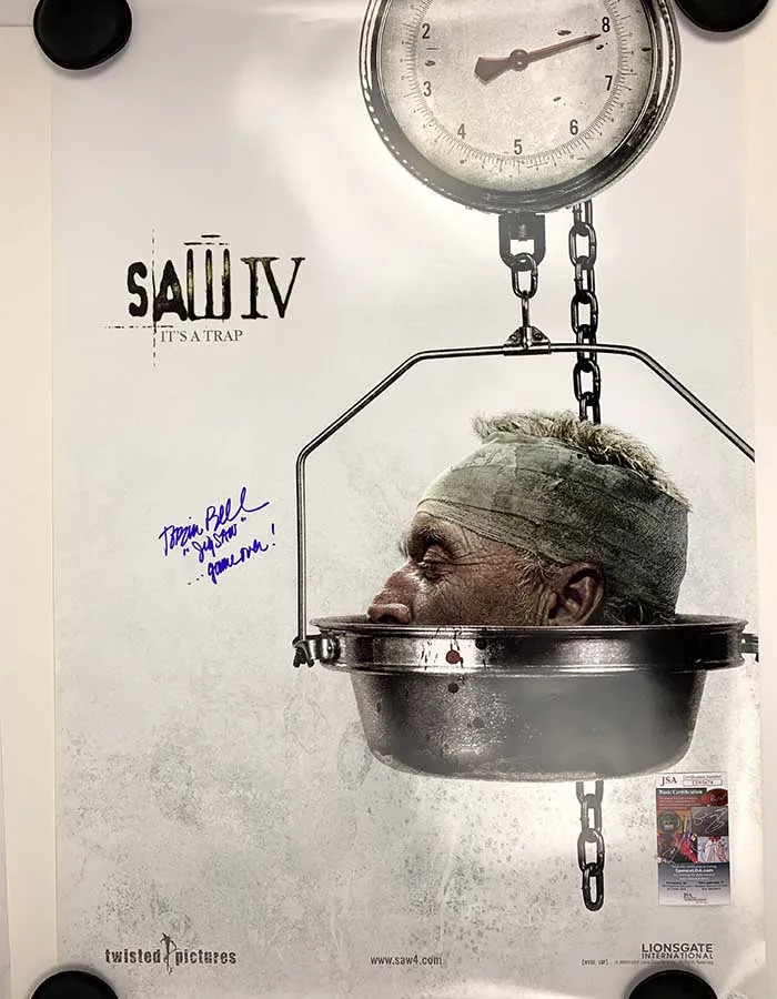 Tobin Bell signed Full Size One Sheet Poster Saw IV JSA Authentication