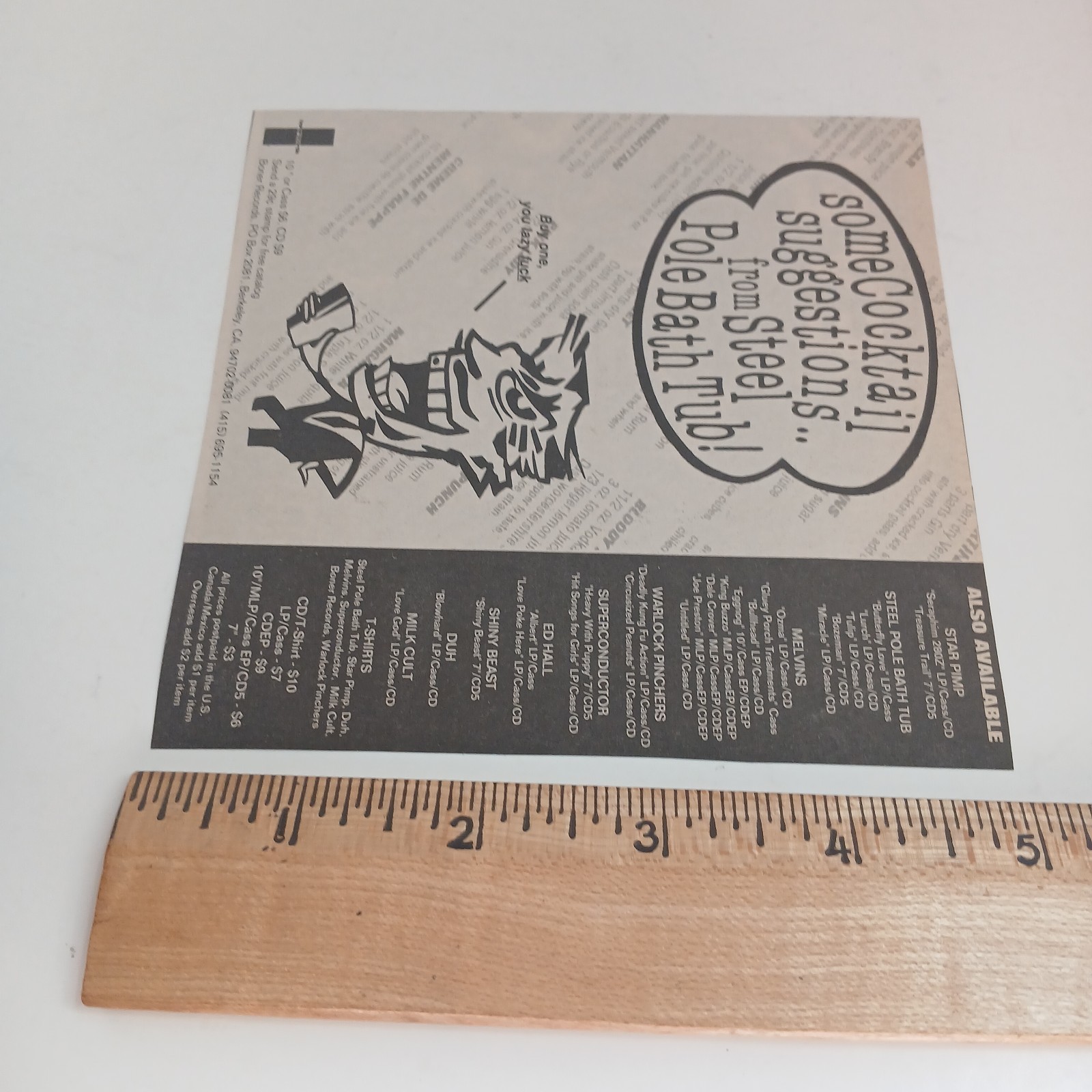 Steel Pole Bath Tub Boner Records Promo Flyer Melvins Milk Cult 90s Punk DIY Ad