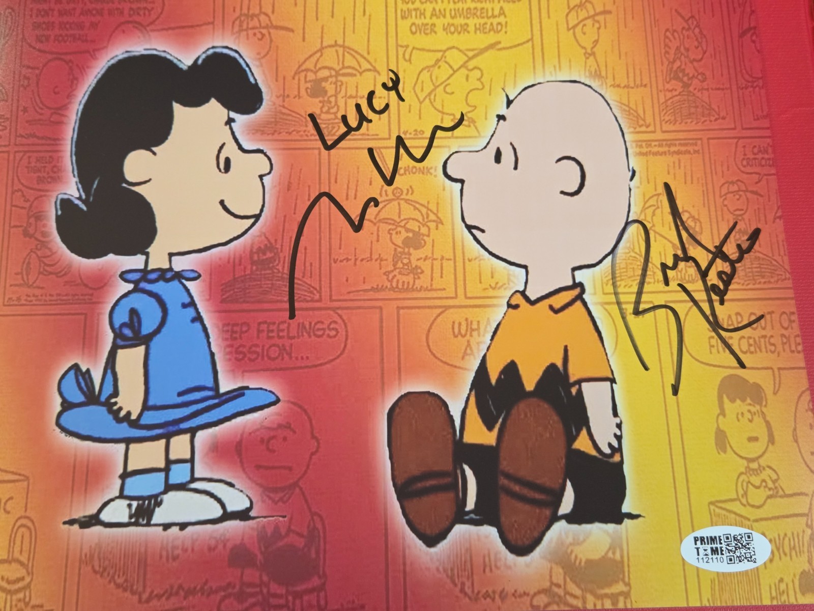 Lucy & Charlie Brown Signed Peanuts 8×10 Photo Dual Autograph Prime Time