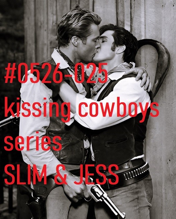 VINTAGE MALE PORTRAIT #0526-025 -kissing cowboys series -LARAMIE- freeShipUSA