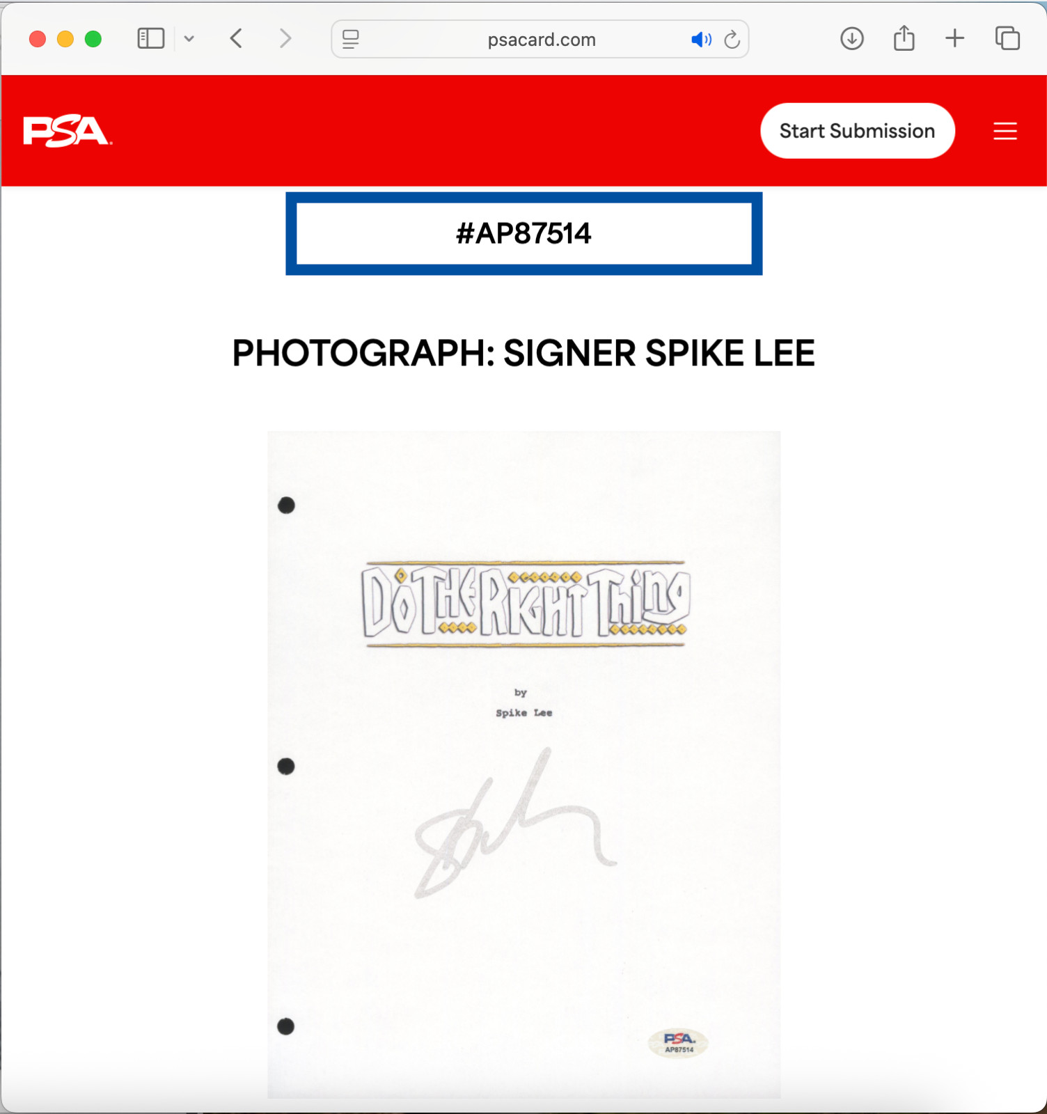 SPIKE LEE SIGNED FULL 93 PAGE DO THE RIGHT THING MOVIE SCRIPT PSA DNA AUTOGRAPH