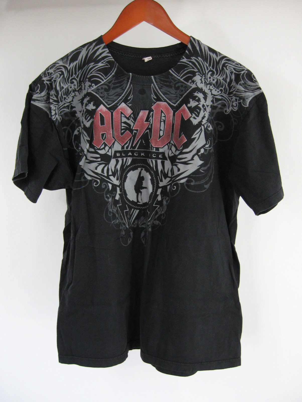 ACDC Black Ice L Graphic T-Shirt Crew Neck AC/DC Tee Shirt Angus Young Sz Large