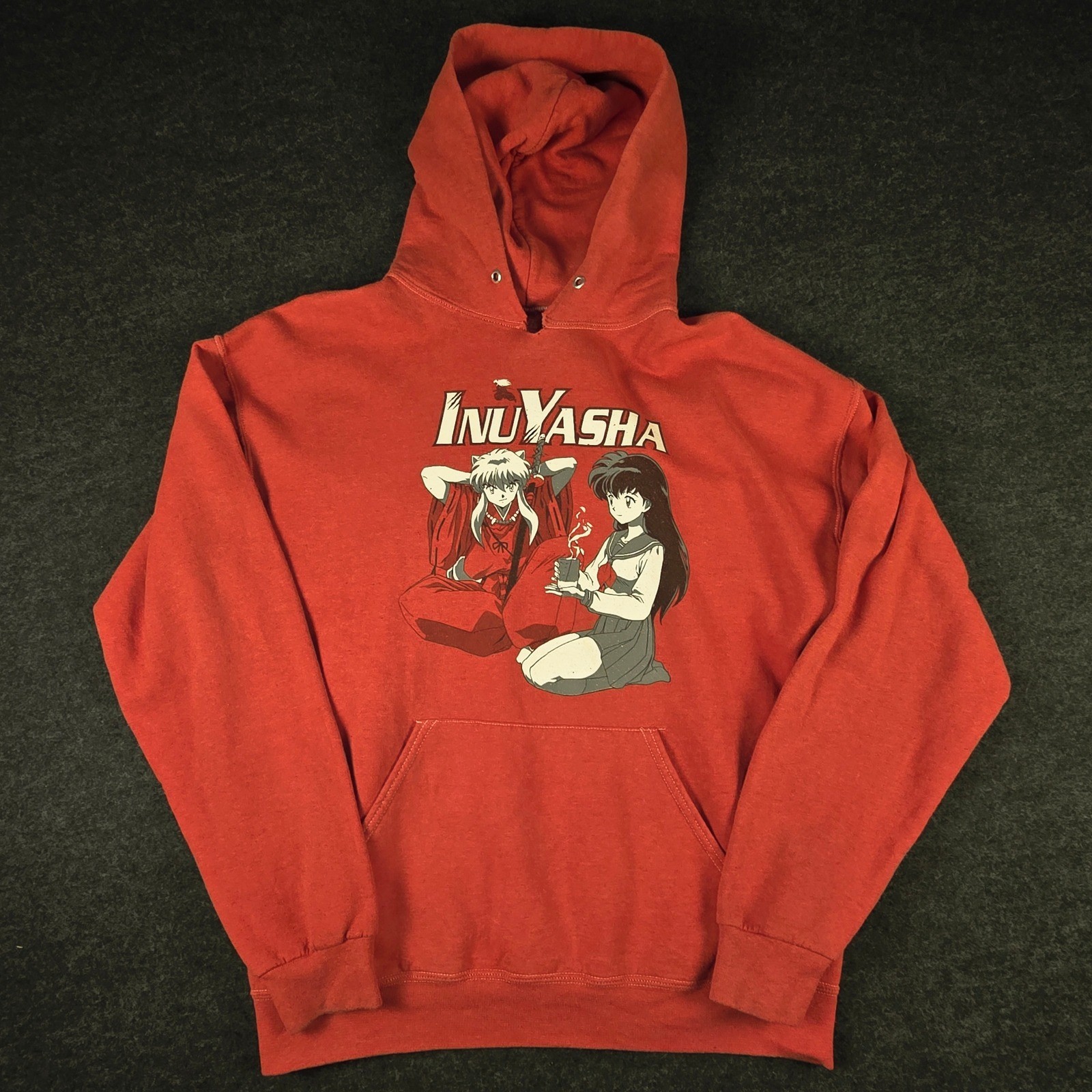 Y2K Inuyasha Men’s Red Graphic Anime Streetwear Casual Oversized Hoodie Size L
