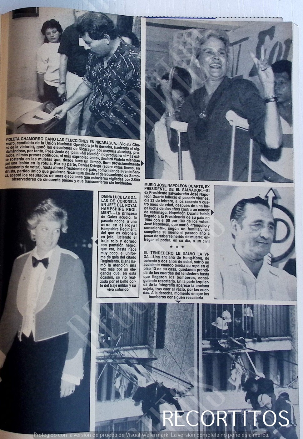 clippings cutout 2378 LADY DI CORONELA EN CHIEF VIOLETA CHAMORRO