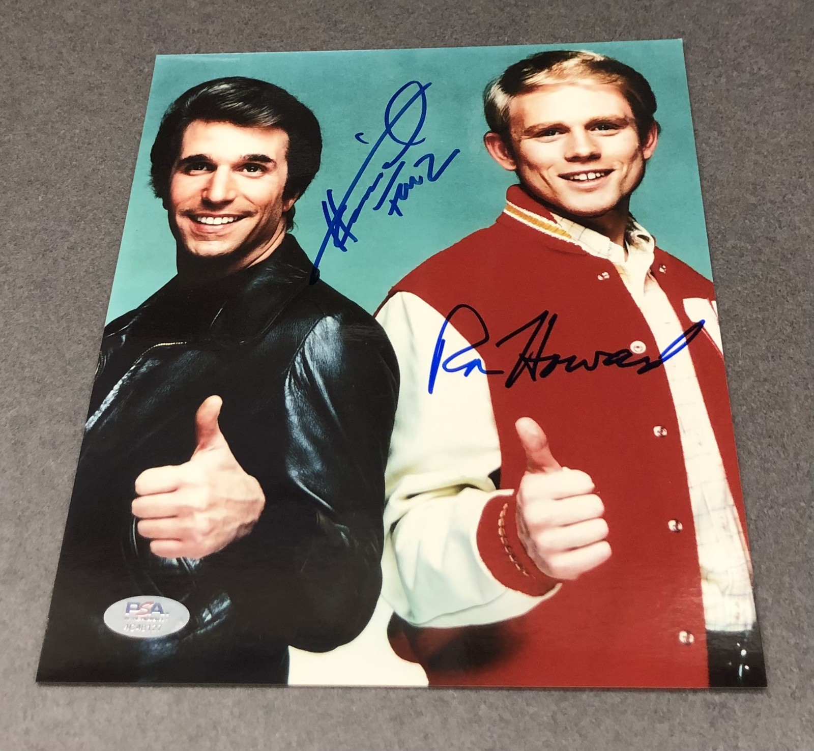 Henry Winkler & Ron Howard Happy Days Fonzie & Richie signed 8×10 PSA Autograph