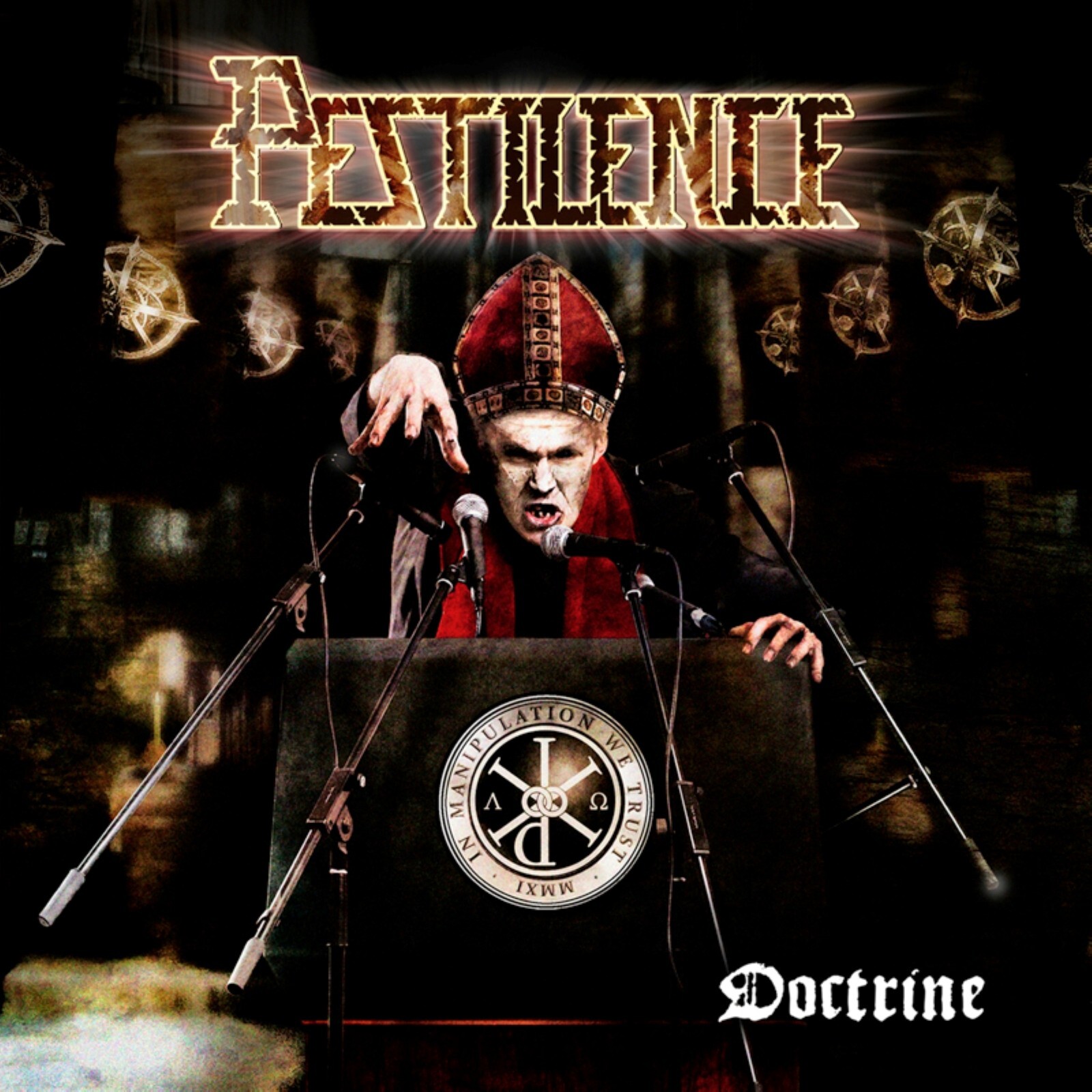 PESTILENCE Doctrine BANNER 2X2 Ft Fabric Poster Tapestry Flag album cover art
