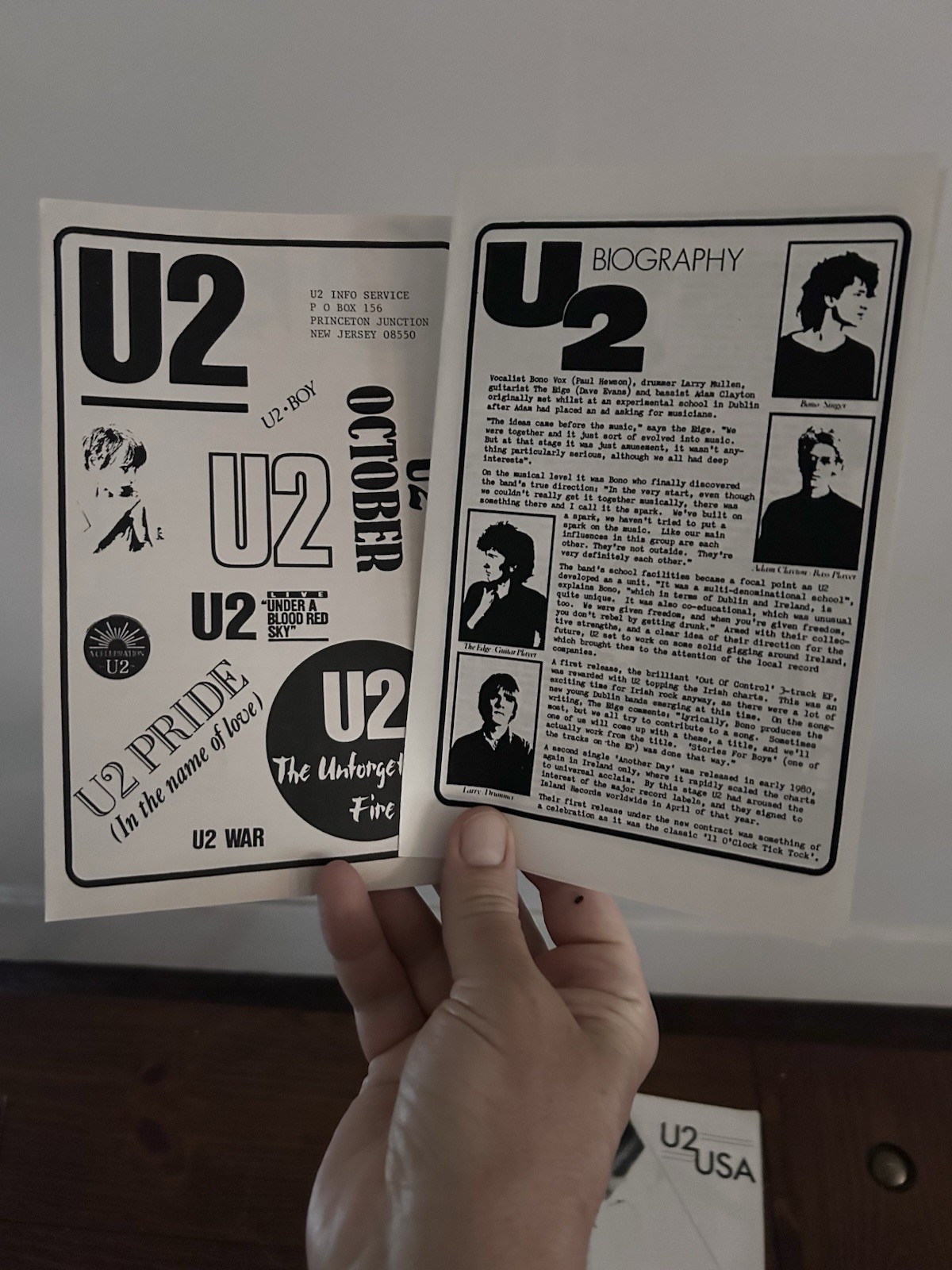 U2 Time Magazine Article + Fan Club Printed Misc Inc USA Fanzine U2 In Boston!