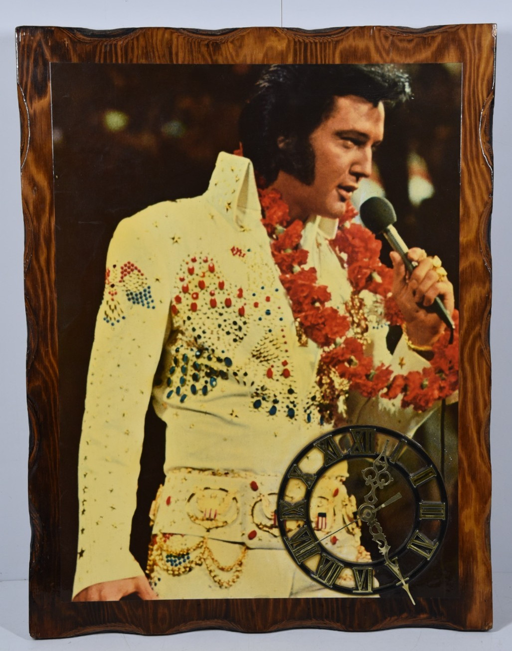 Vintage Elvis Aloha from Hawaii Wall Clock WORKING Wooden Wall Plaque Hanging