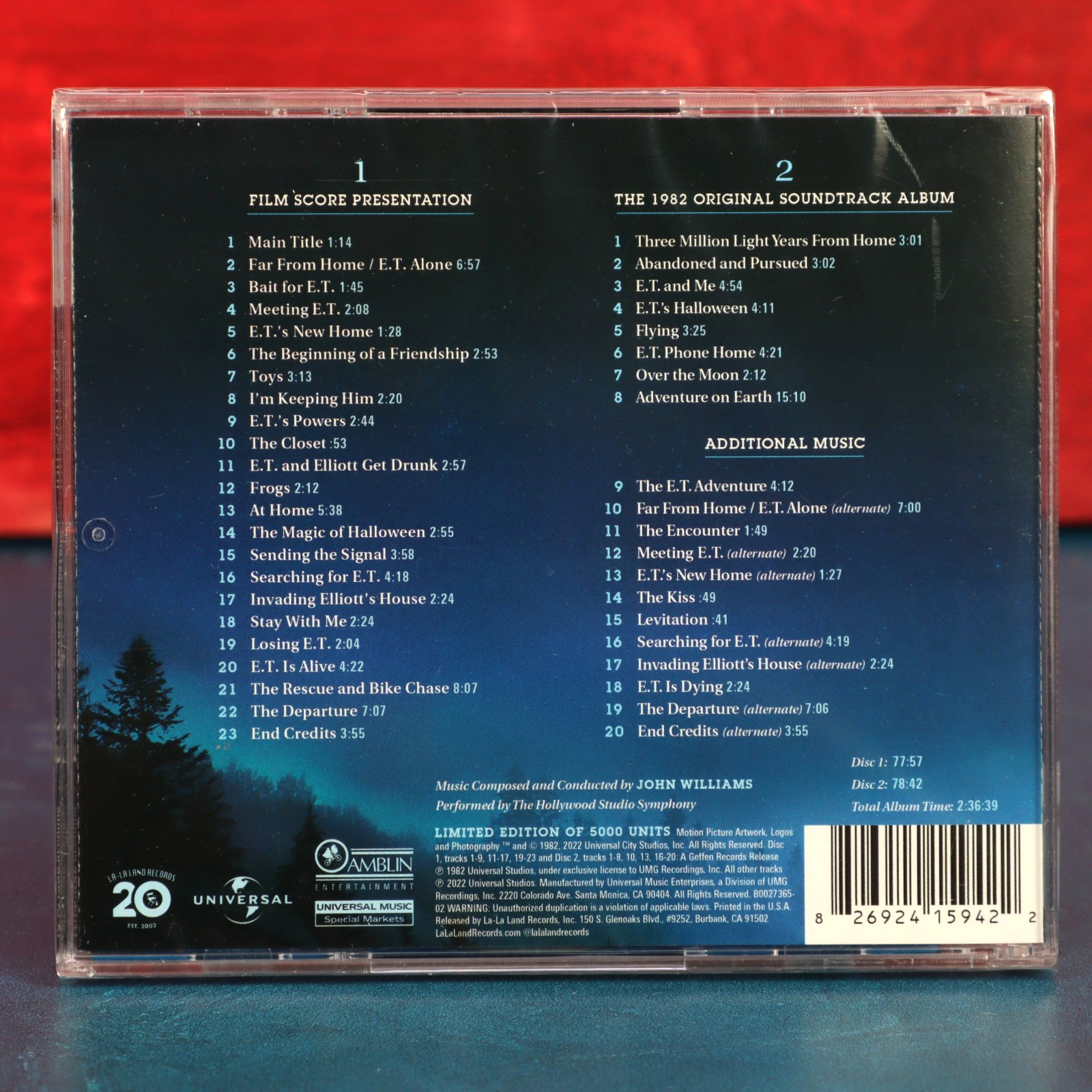 John Williams E.T. Extra-Terrestrial Soundtrack 2-CD La-La Land LE 5000 Sealed