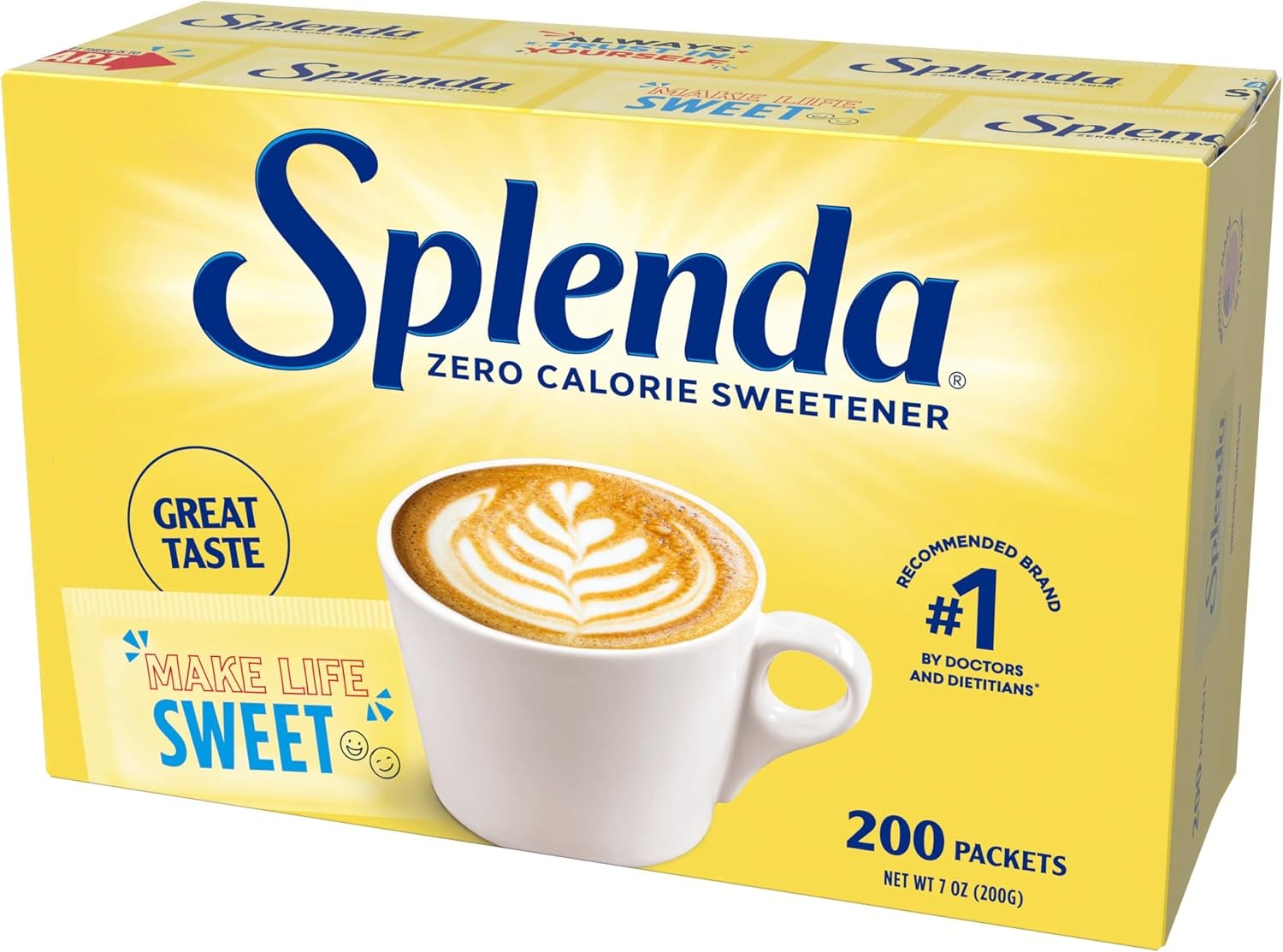 SPLENDA Zero Calorie Sweetener, 200 Count Packets