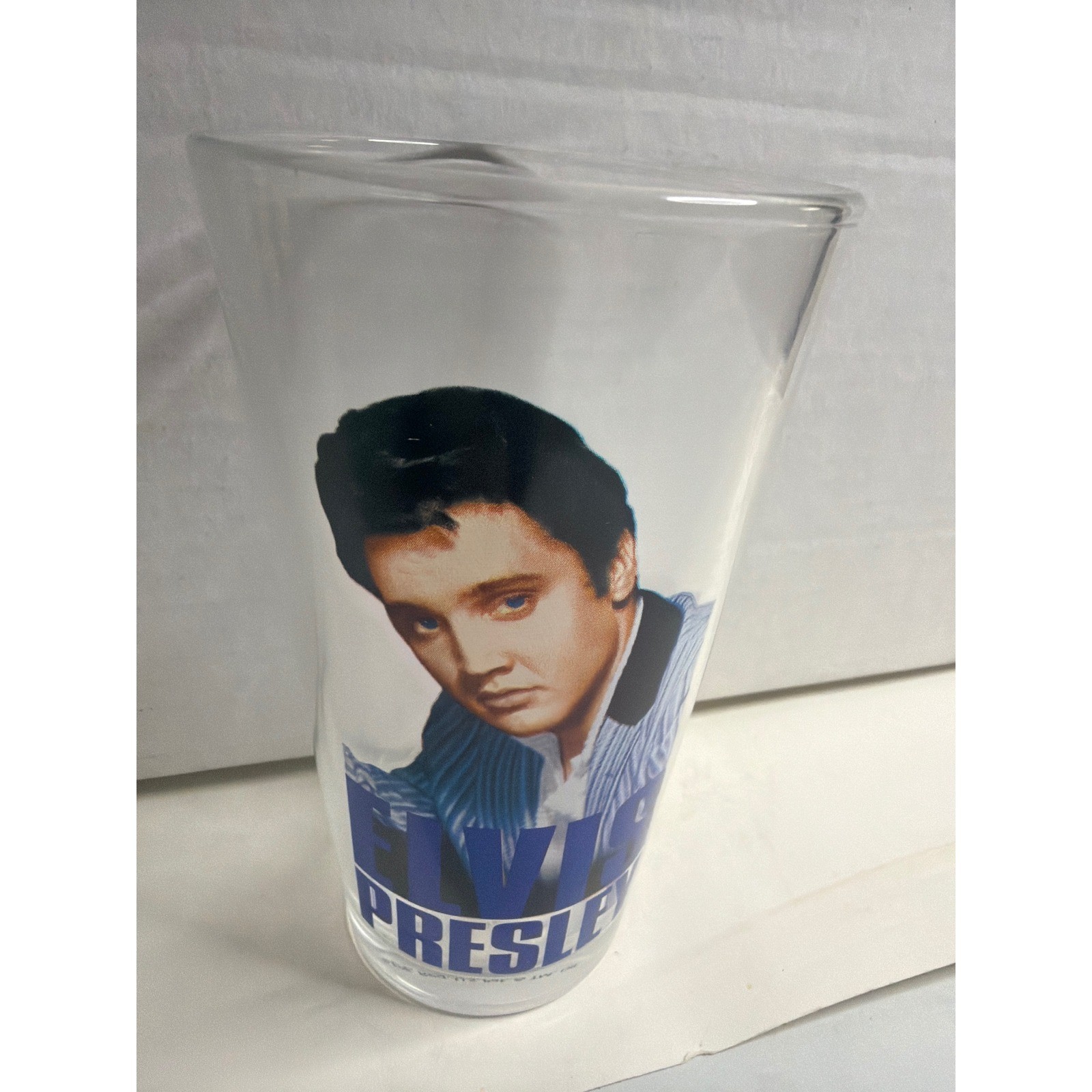 Elvis Presley Vandor Clear Glass Pint Tumbler Blue Portrait Music Memorabilia