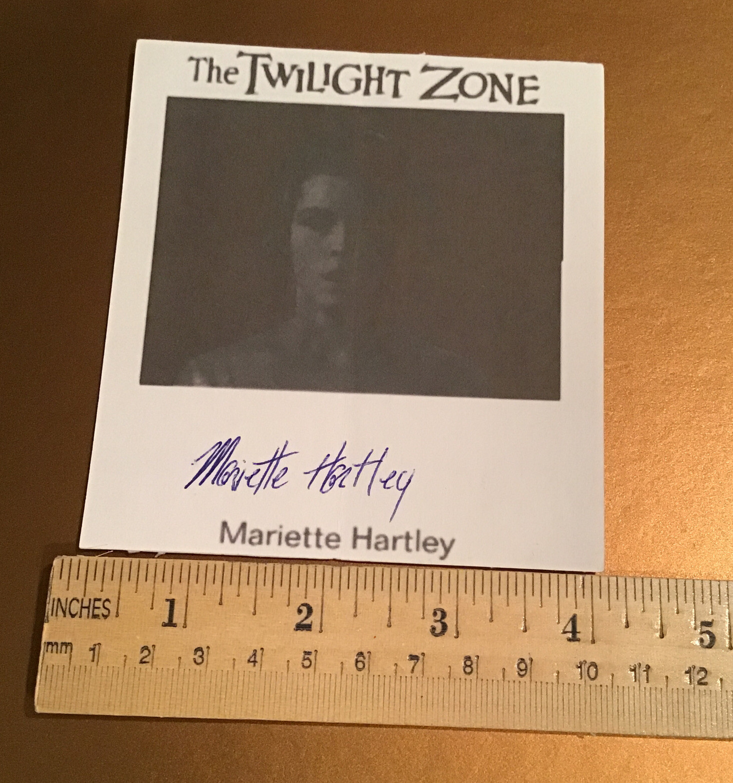 twilight zone autograph Mariette Hartley The Long Morrow 4×41/2 COA