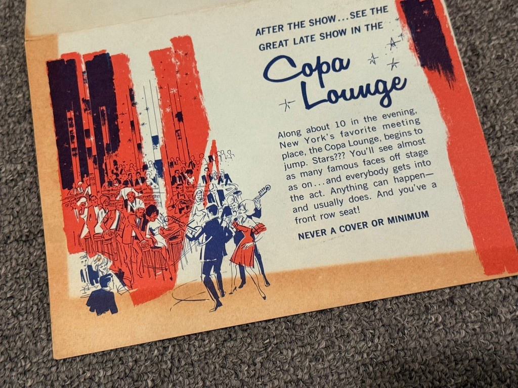 Tom Jones Copacabana Flyer Promo Program Jules Podell Mailer NYC Vintage