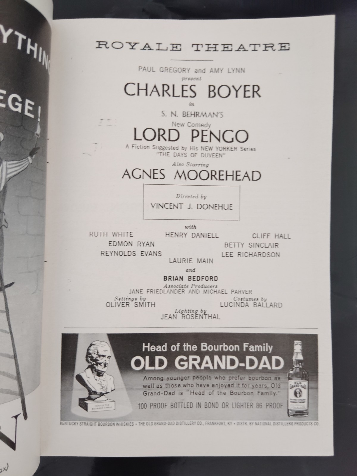 Charles Boyer and Agnes Moorehead in Lord Pengo – 1963 – Royale Theatre, NY