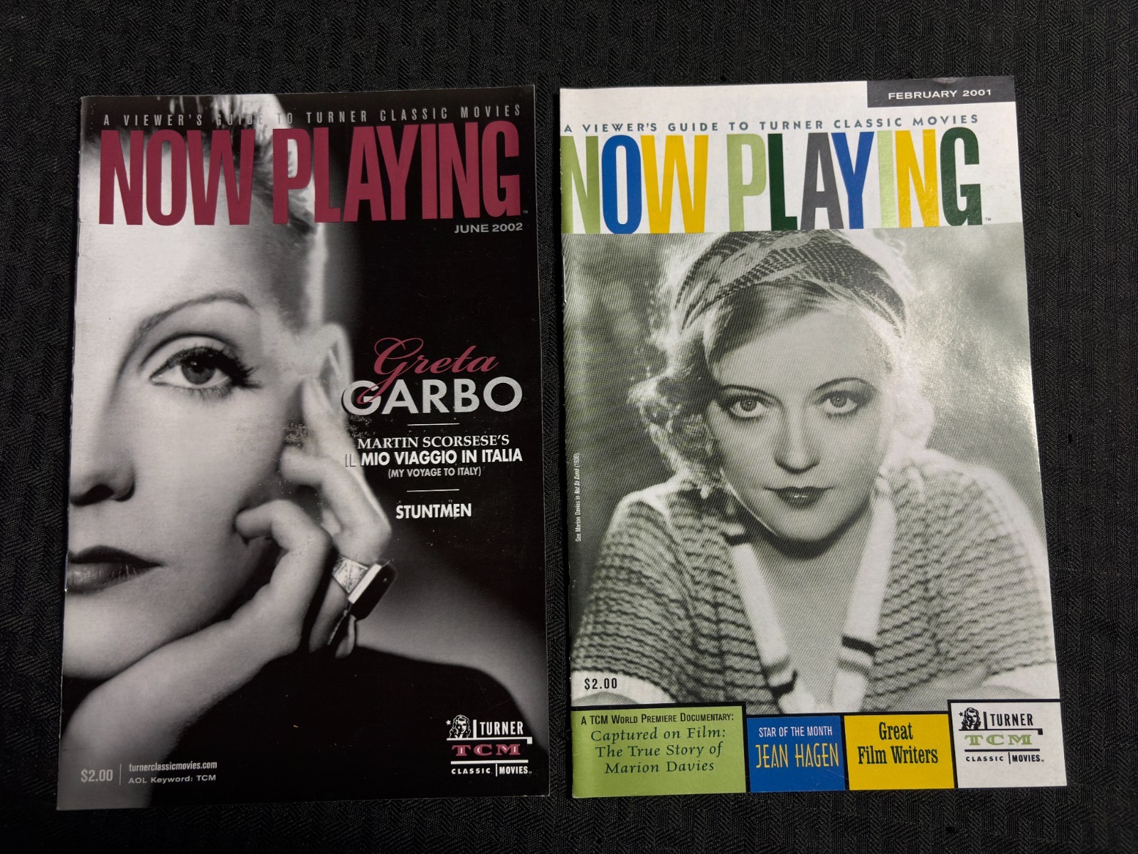 2001/02 NOW PLAYING Movie Magazine FN/FN+ Greta Garbo & Jean Hagen LOT of 2