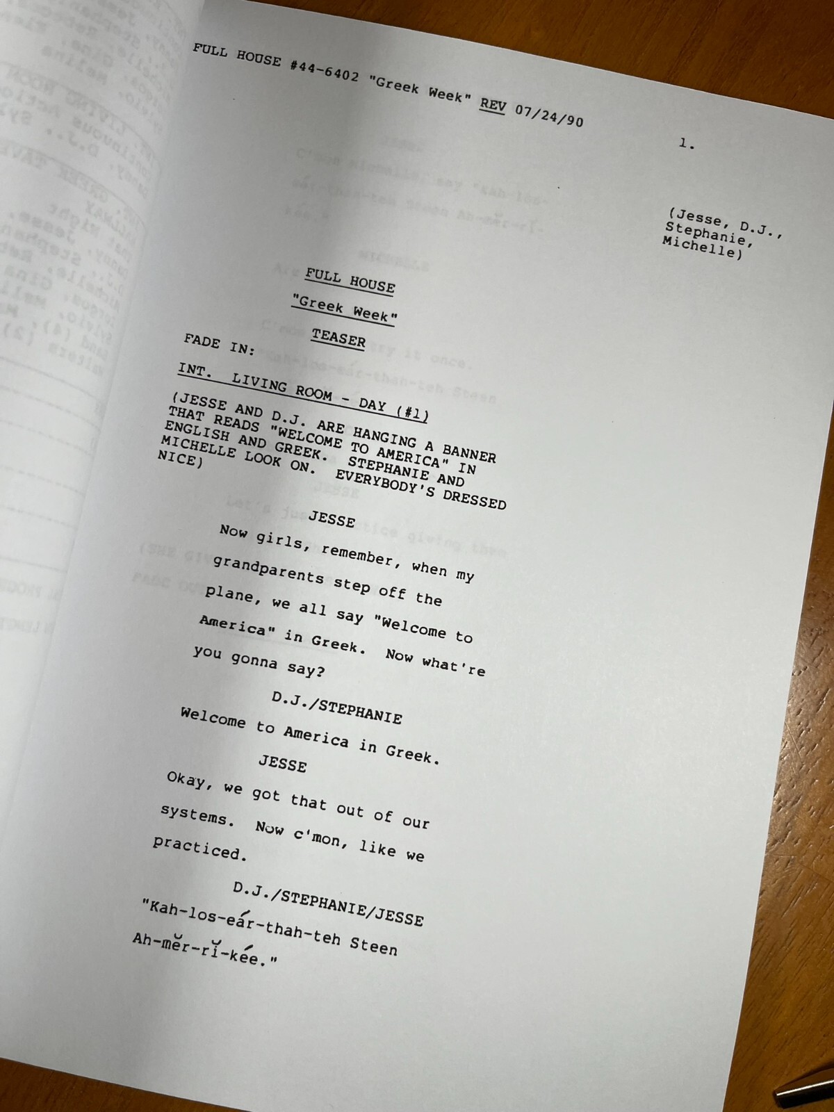 Full House Script Signed- Autograph Reprints- The Tanner Family