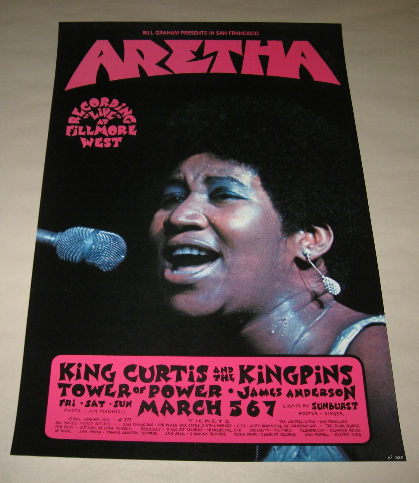 ARETHA FRANKLIN Fillmore West Poster Limited 2nd Printing Bill Graham 1971