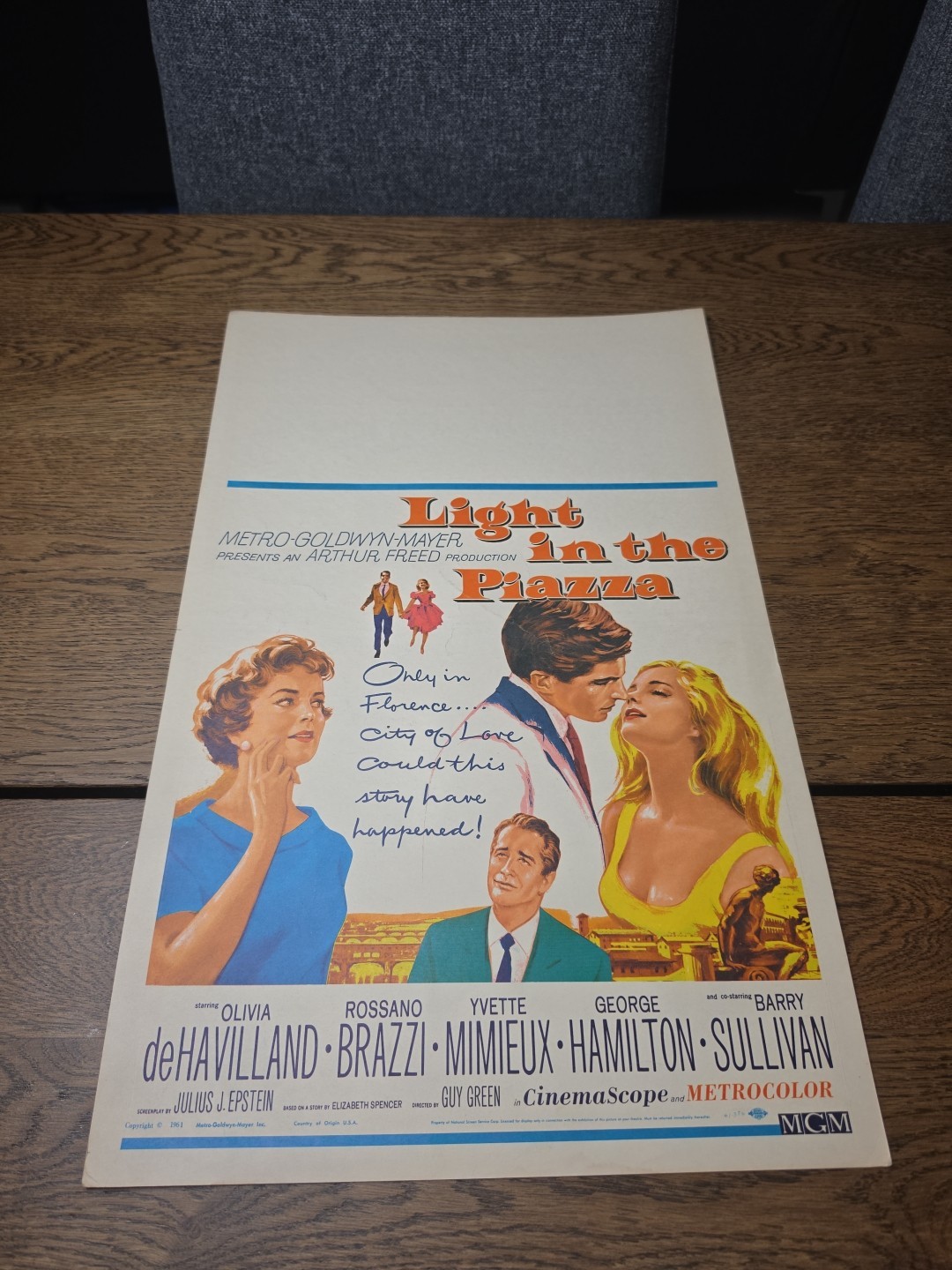 Light In The Piazza 1961 Original Vtg Movie Poster Window Card 14×22”