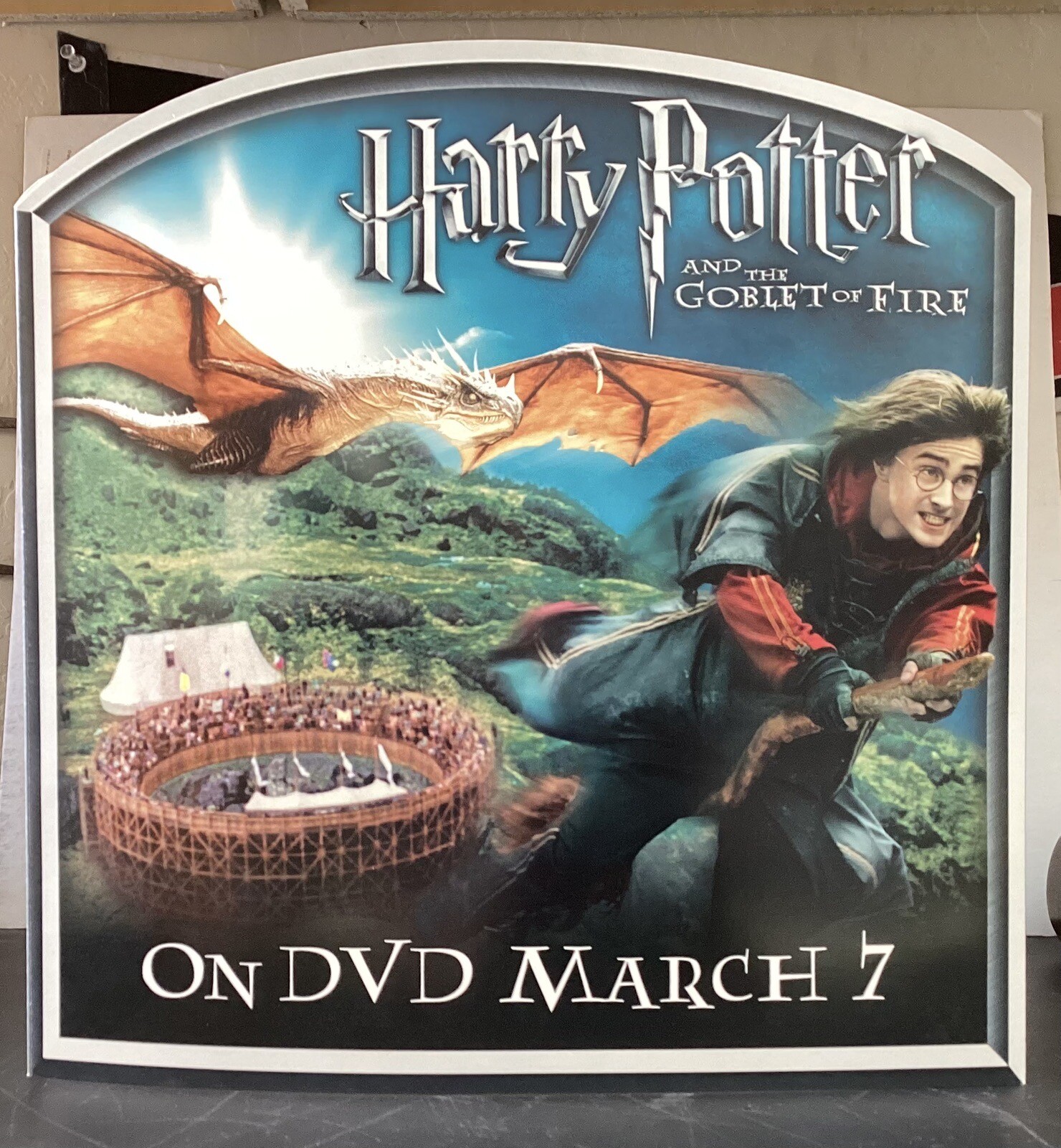Rare Collectible Free Standing, 3 Sided Harry Potter Movie Advertisement
