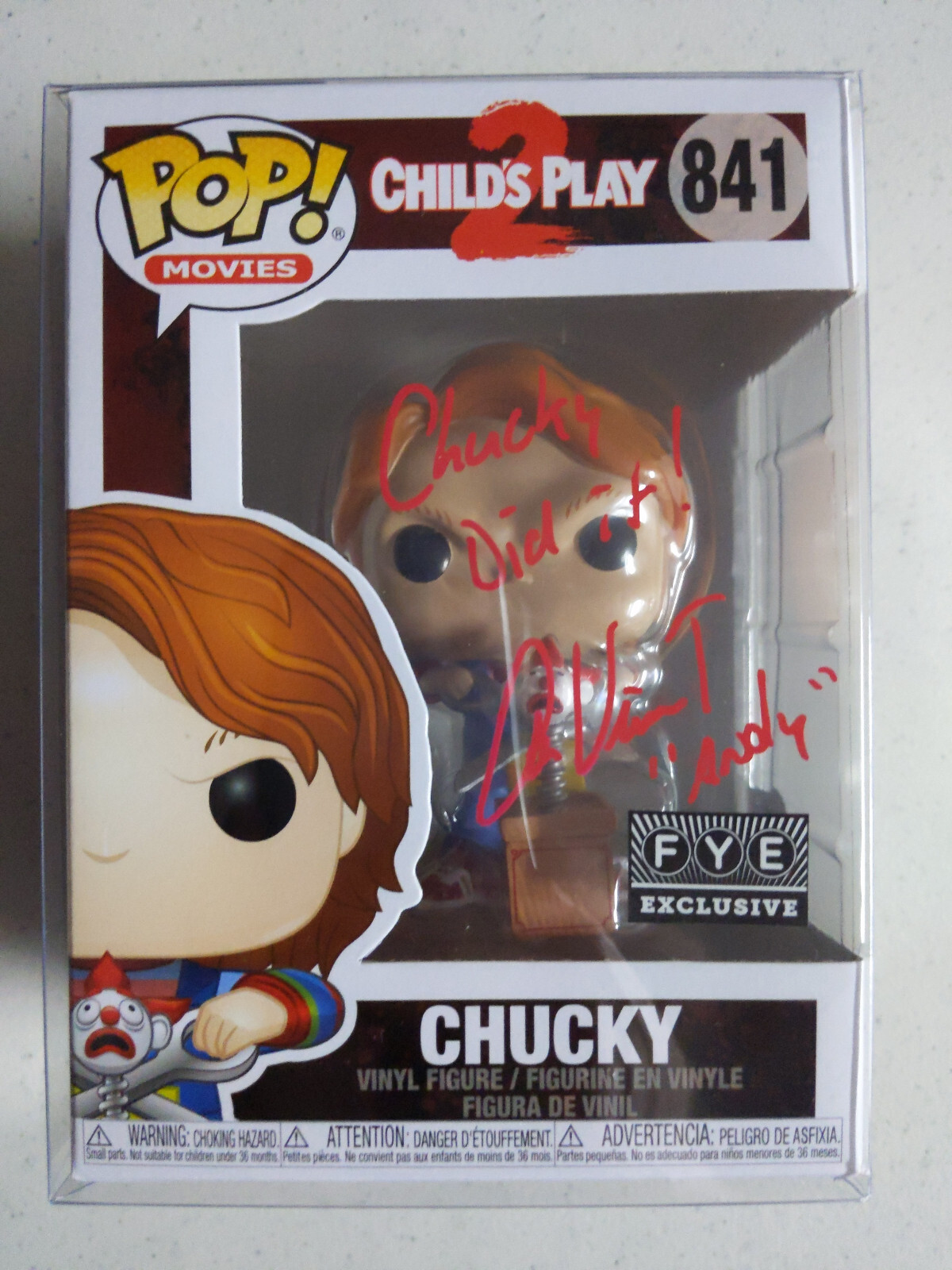 ALEX VINCENT Signed FYE FUNKO POP Autograph Andy in Child’s Play 2 BAS QR JSA