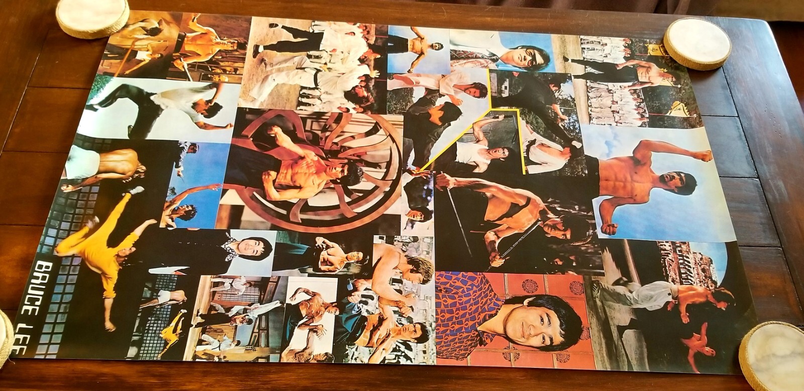 Bruce Lee collage mint condition poster measuring 22 3/4 x 35 1/4 inches.