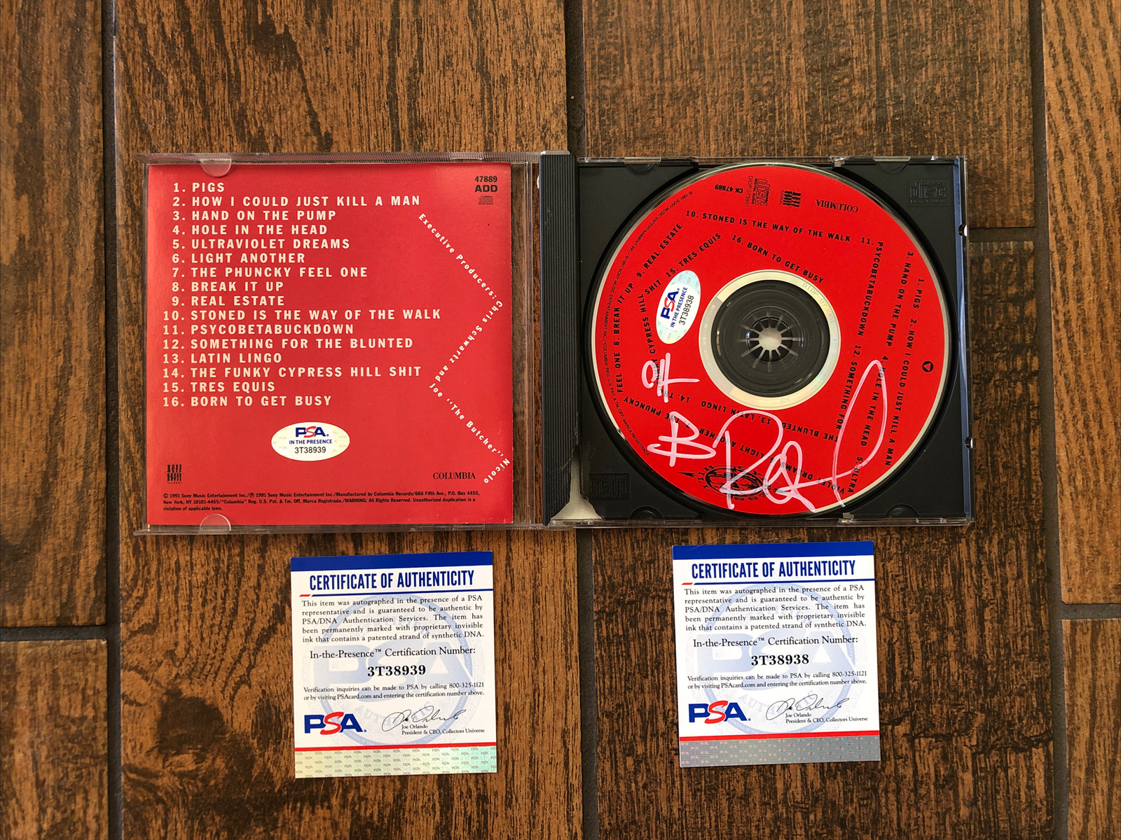 CYPRESS HILL B REAL SIGNED SELF TITLED CD And CD COVER PSA in The Presence ITP