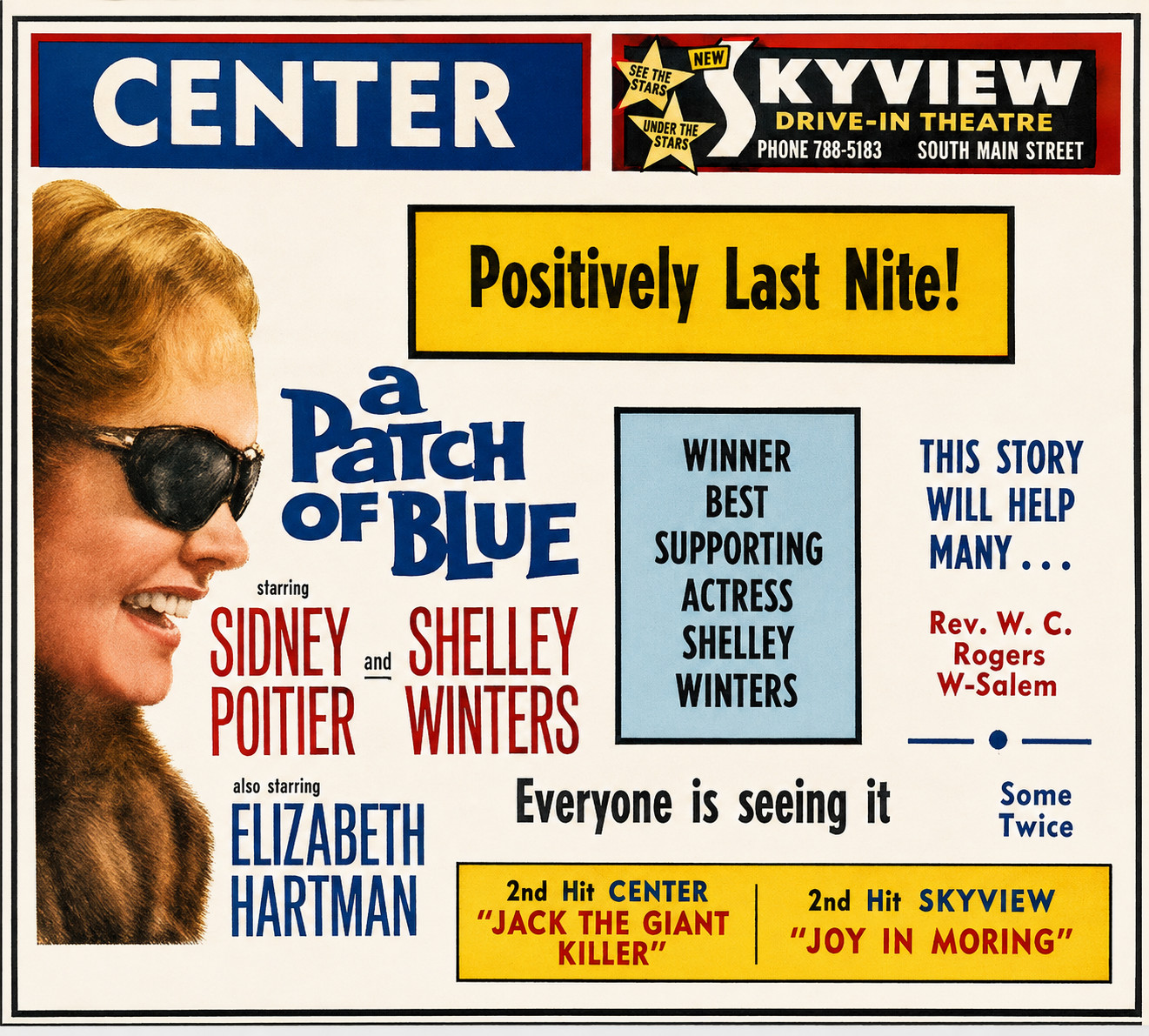 SKYVIEW DRIVE-IN MOVIE THEATER SALEM NORTH CAROLINA VINTAGE 1950s AD ON MAGNET